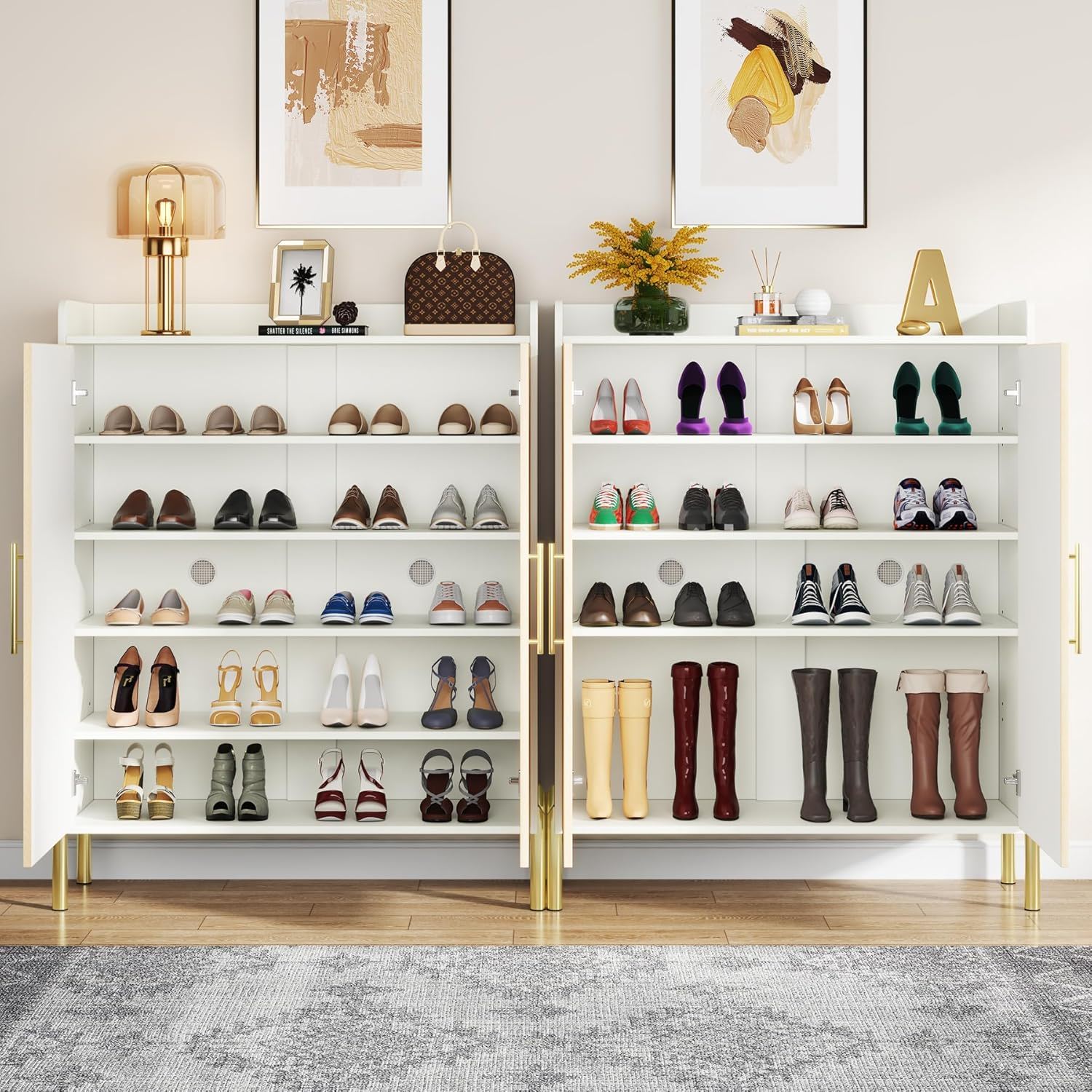 6 Tier Entryway Shoe Cabinet With Doors