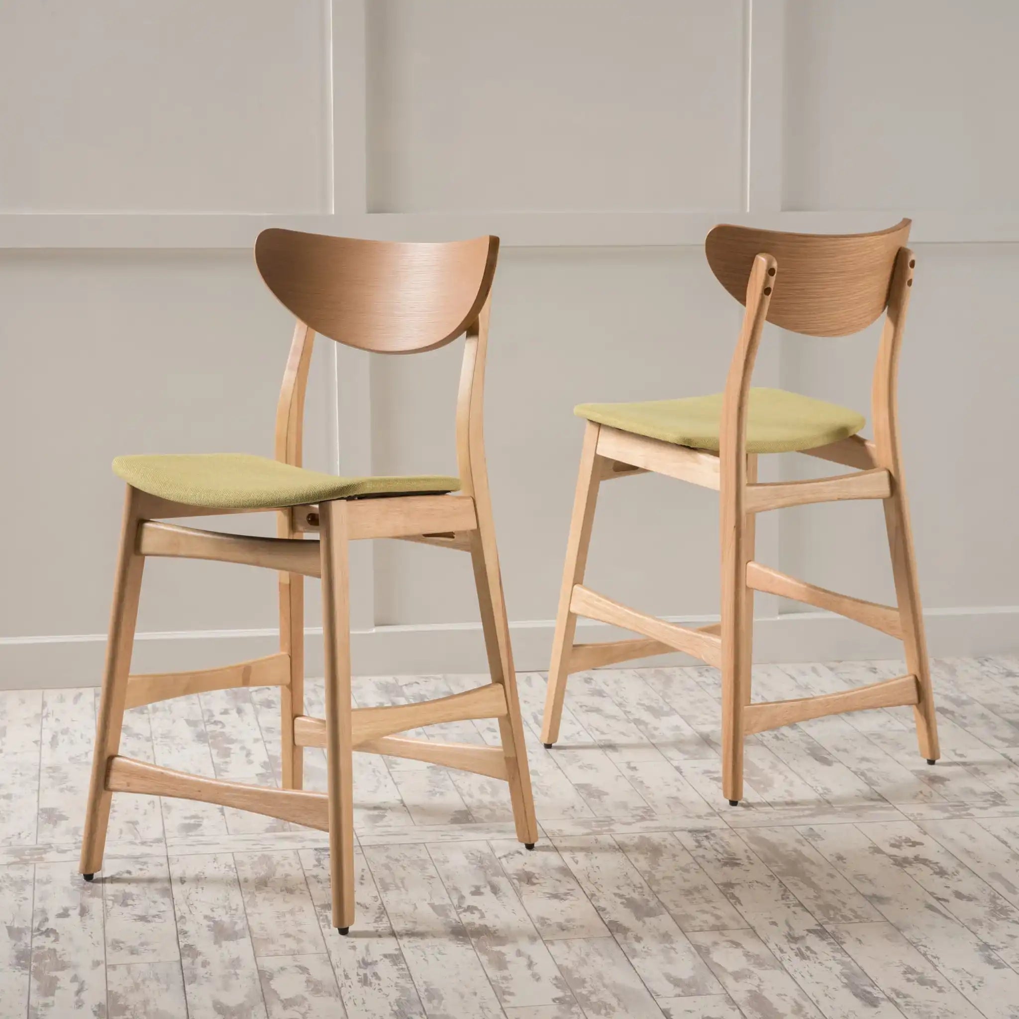 Retro Modern Counter Height Chair Set With Cushioned Seats