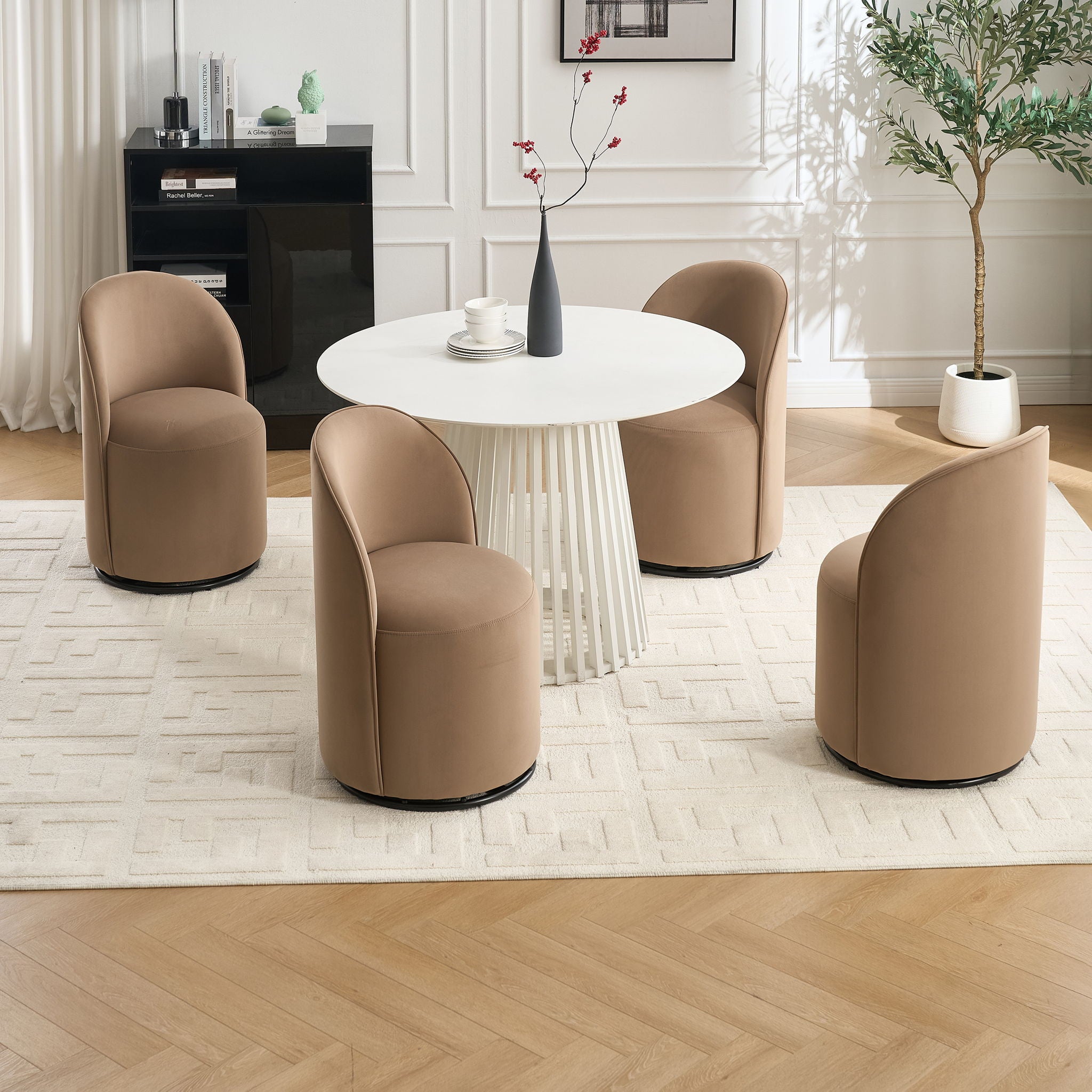360 Degree Swivel Armless Dining Barrel Chair