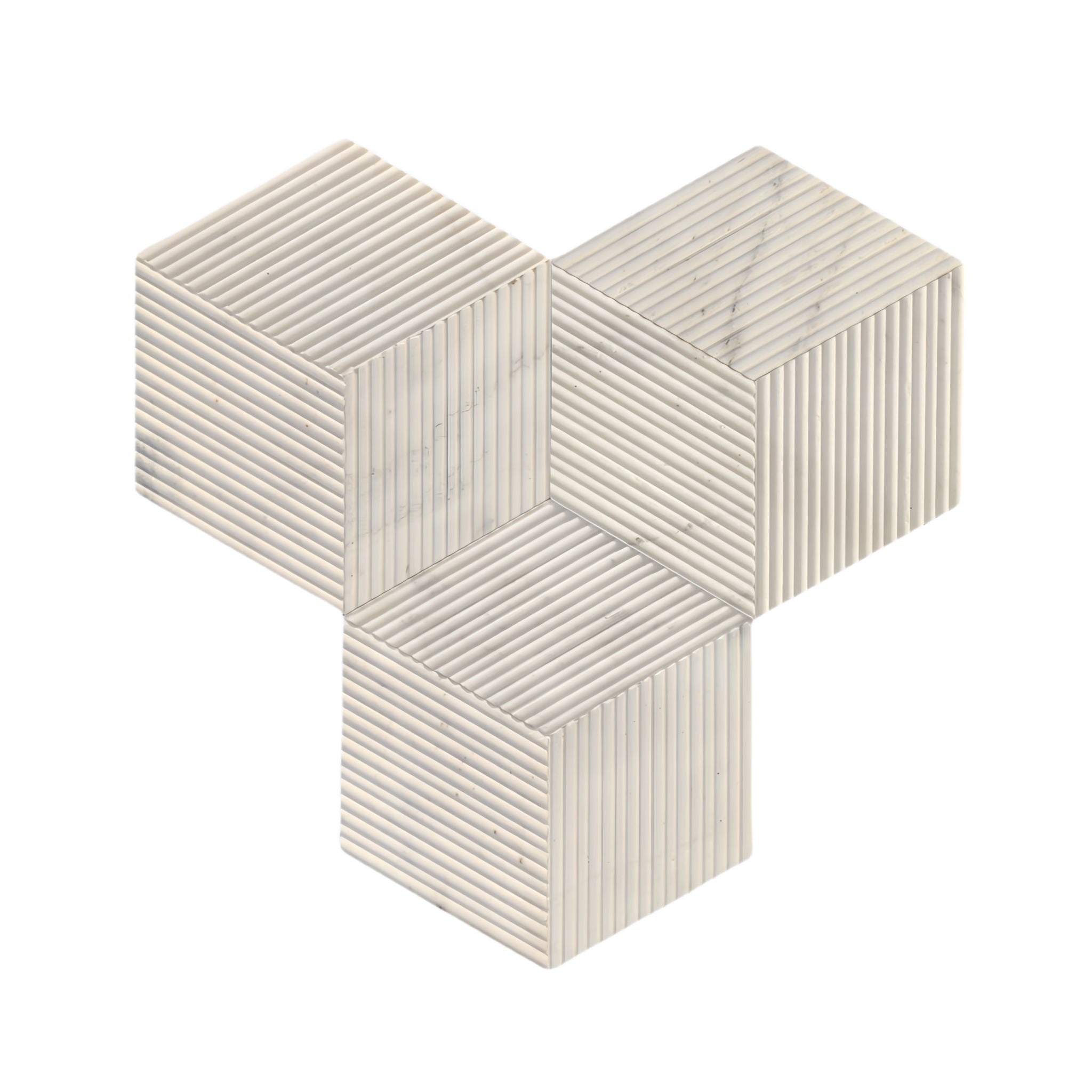 Hexagon Natural Stone Marble Tile, 3D Fluted (Set of 12)