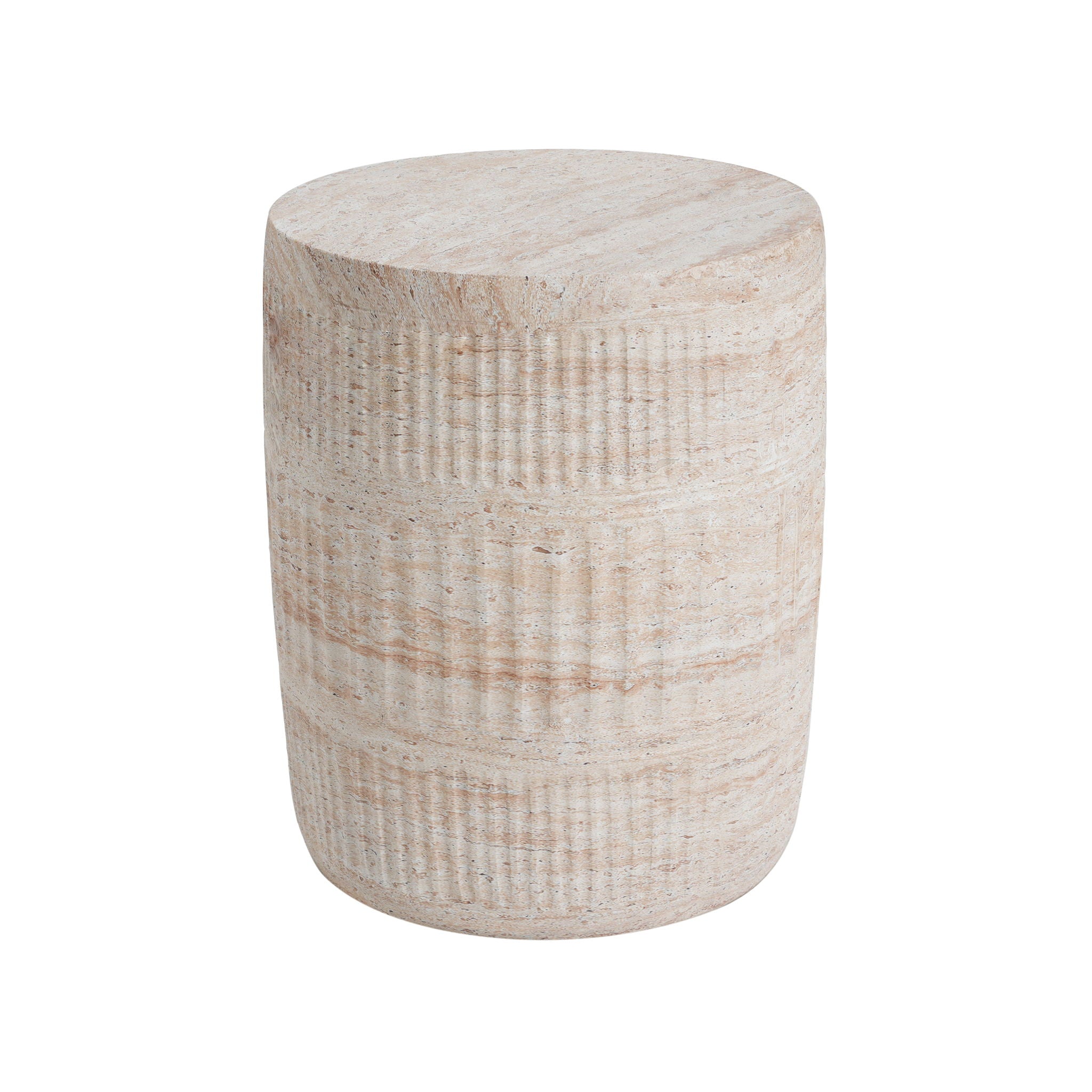 Stylish Outdoor / Indoor Lightweight Concrete Side Table With Travertine - Beige