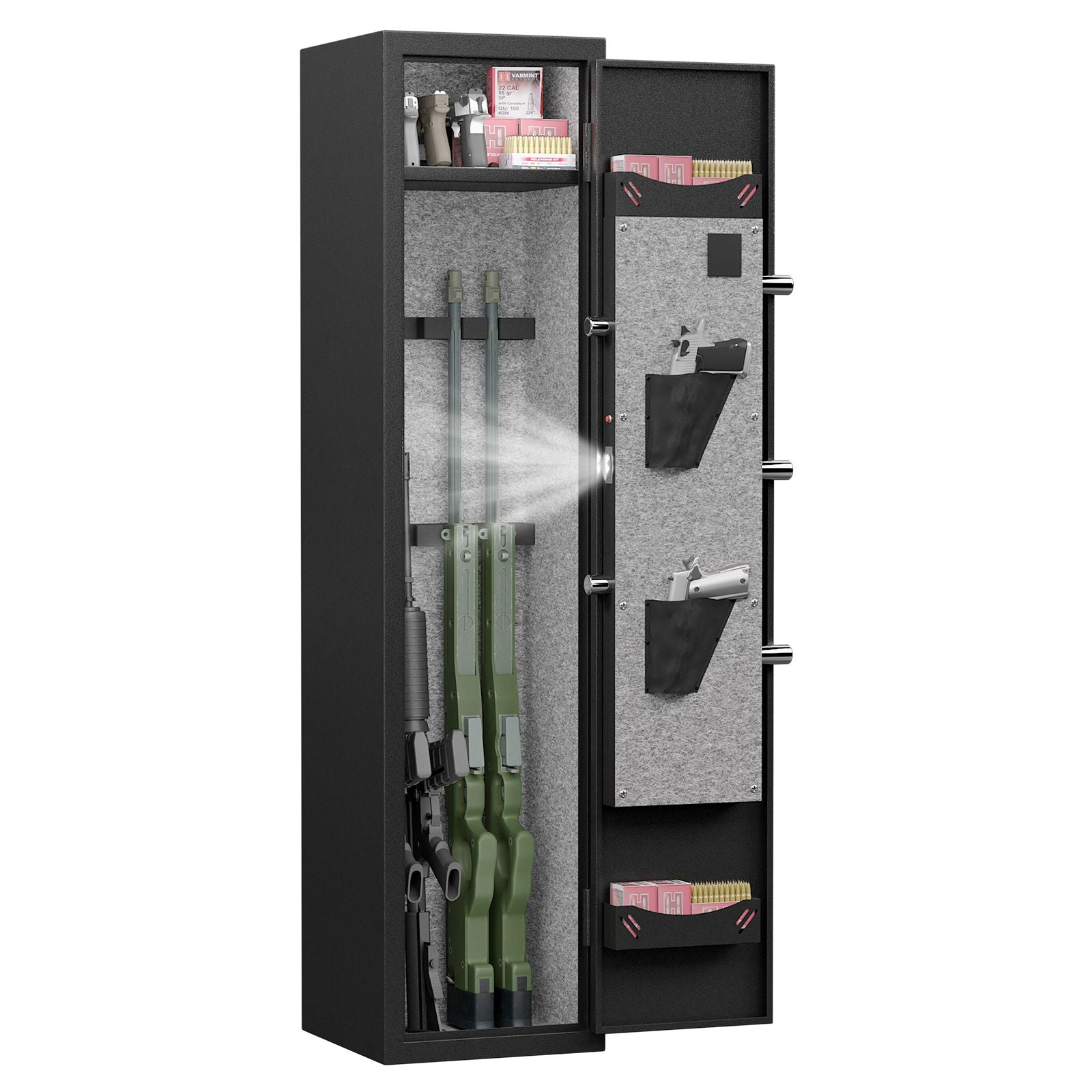 3 - 4 Gun Safe For Rifles And Pistols, Quick Access Password Gun Safe, High Security Metal Rifle Safe Locker With Removable Shelf And 2 Adjustable Gun Slots - Black - Best Buy Furniture