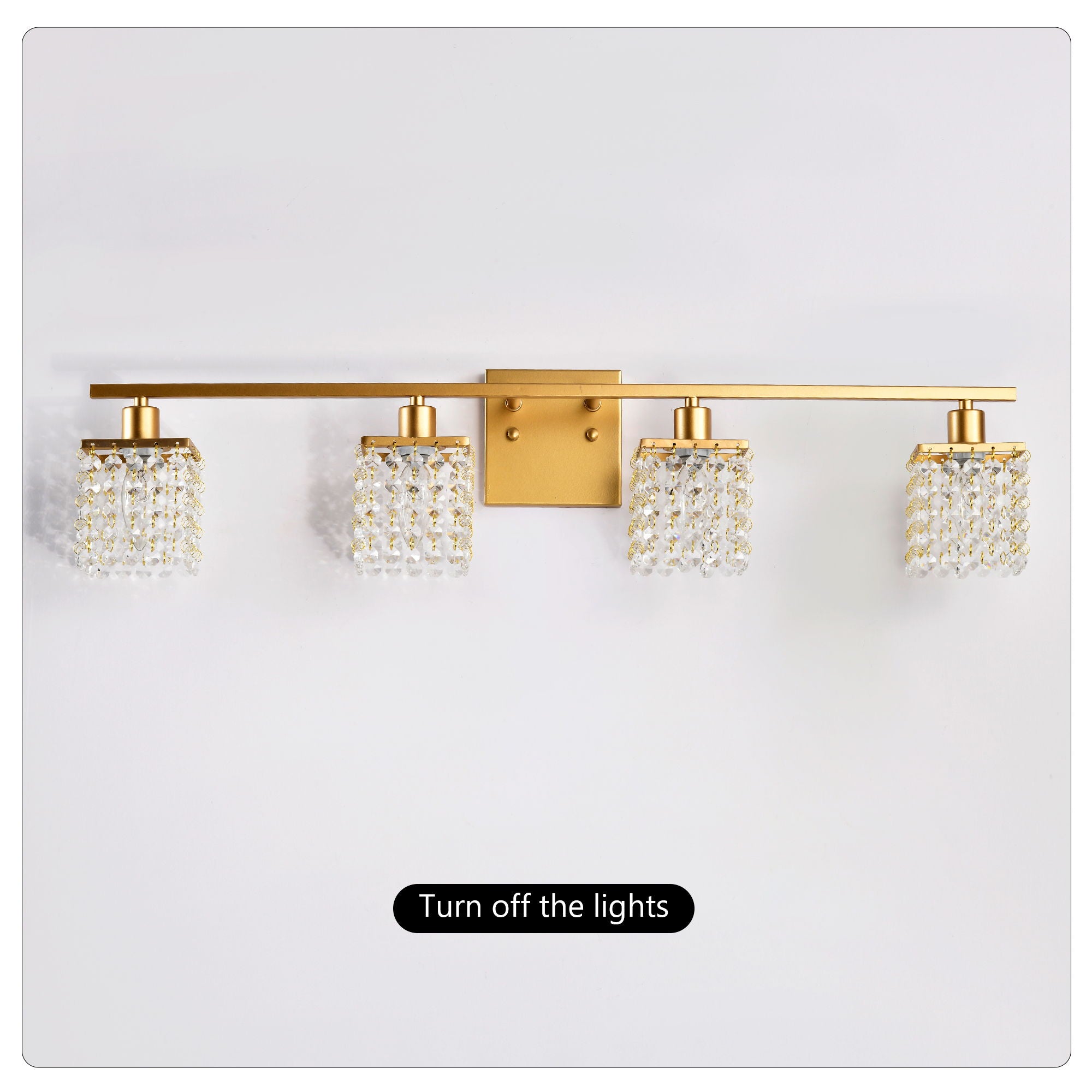 4 Light Bathroom Light, Modern Vanity Lights With Crystal Shade, Vintage Light Fixture Bathroom Over Mirror Wall Lights For Kitchen Dinning Room Bedroom Hallway (Does Not Include Light Bulbs) - Gold