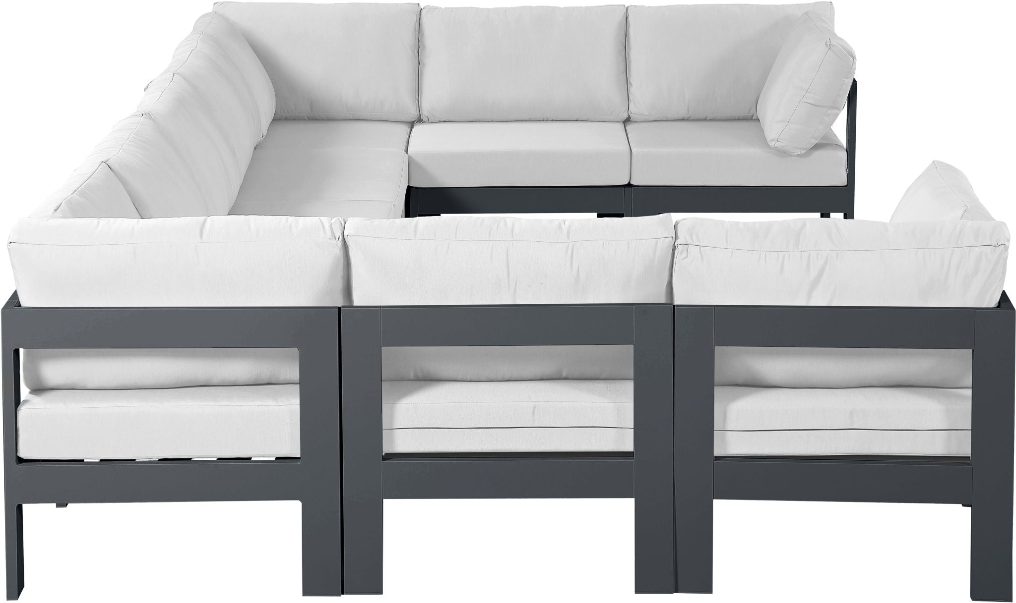Nizuc - Outdoor Patio 9 Piece Modular Sectional With Gray Frame
