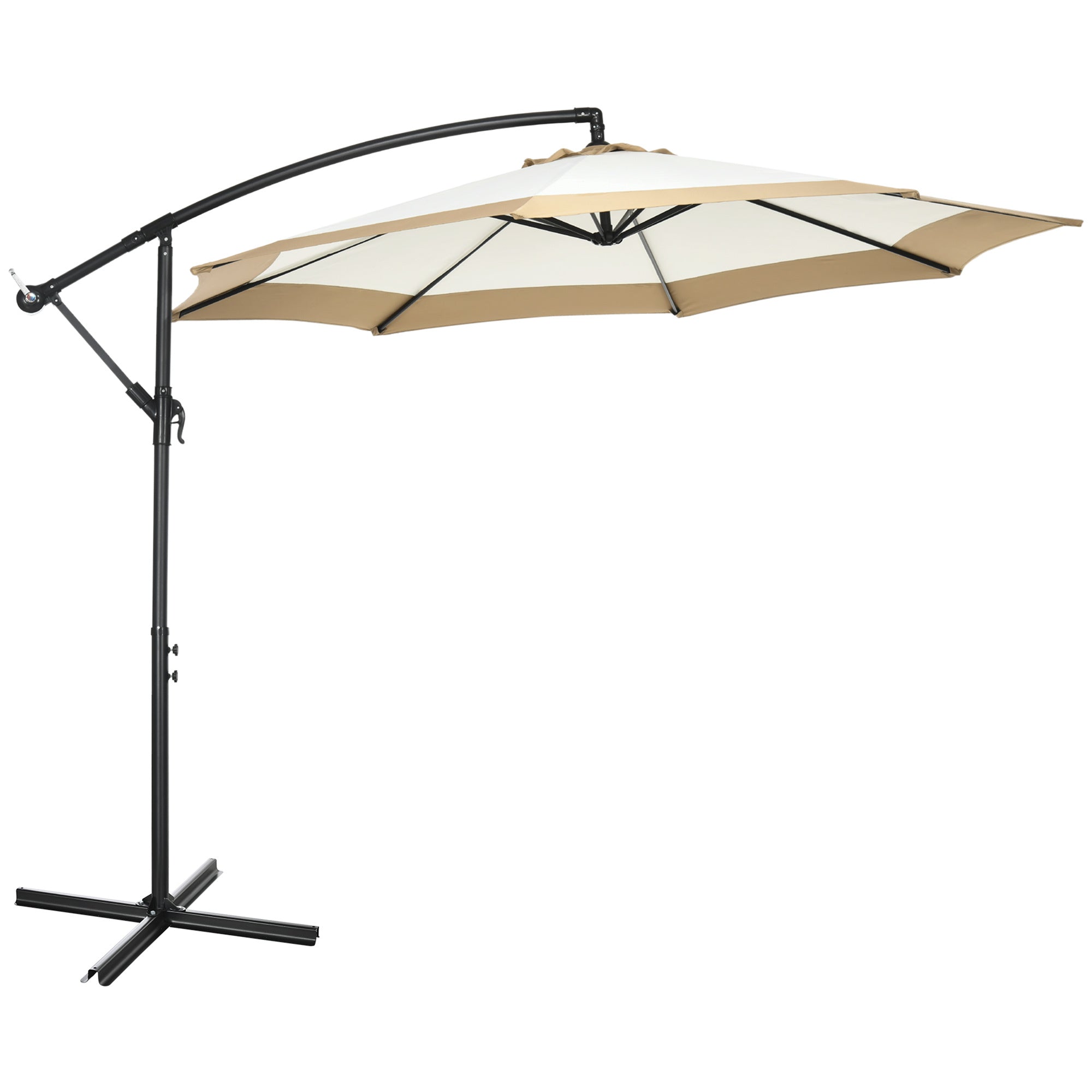 Outsunny 10FT Cantilever Umbrella with Crank and Cross Base