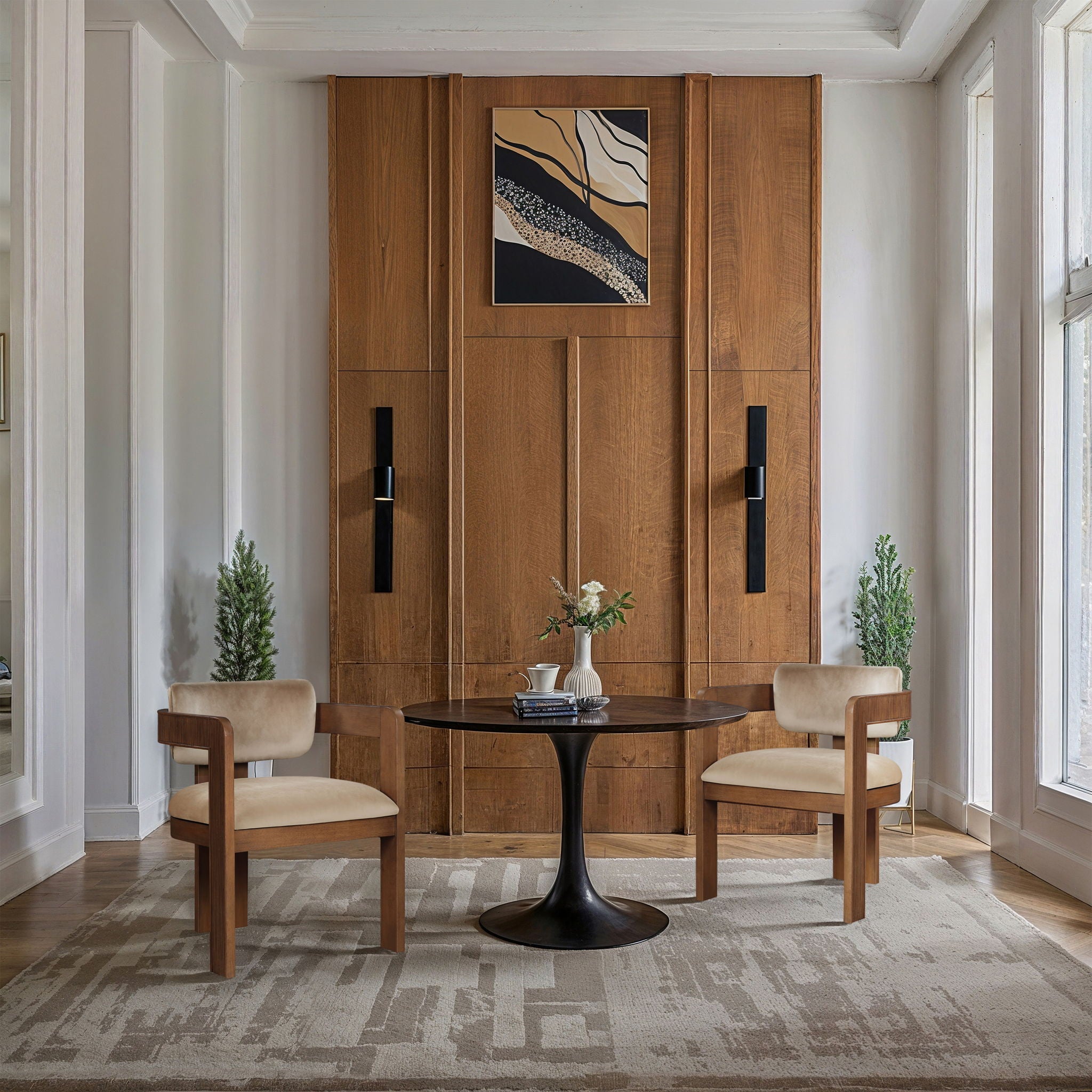 Sacha - Velvet Dining Chair With Brown Base (Set of 2)