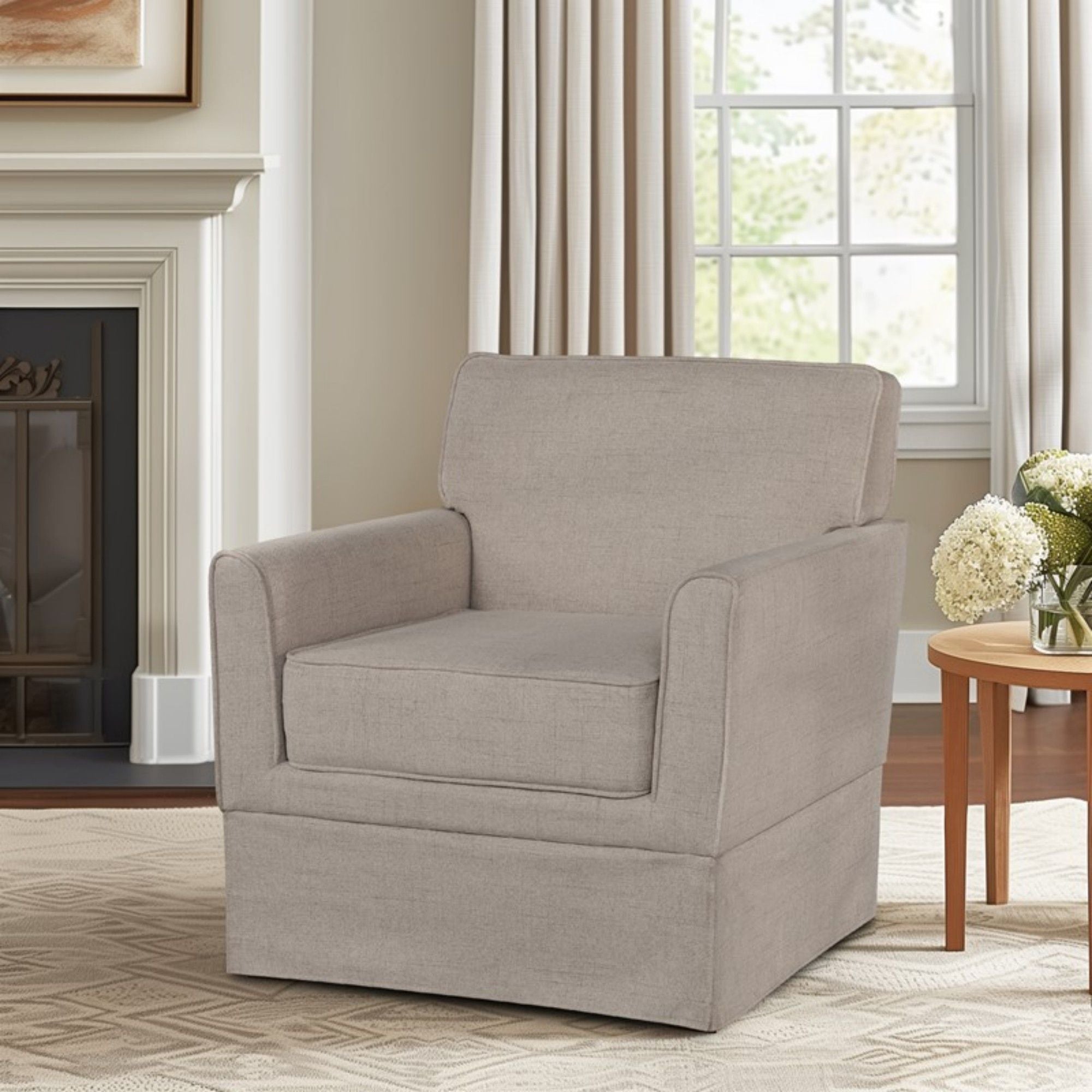 Timeless Slipcover Accent Armchair With Track Arm Silhouette Upholstered - Light Brown - Best Buy Furniture