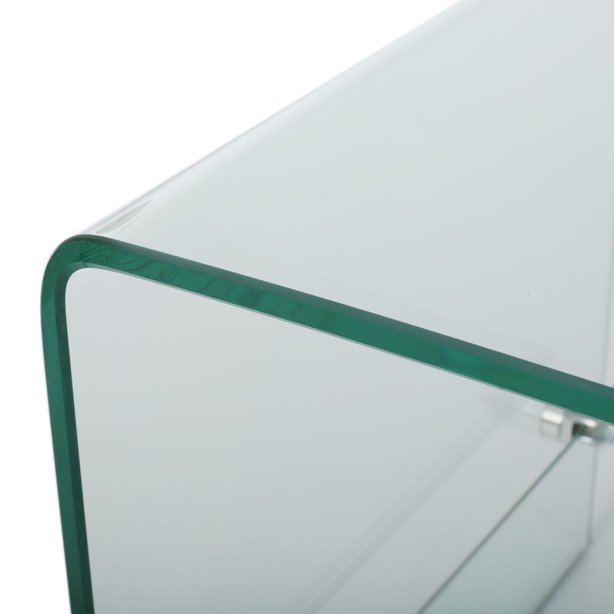 Modern Tempered Glass TV Stand With Shelf And Open Back Design - Clear - Best Buy Furniture