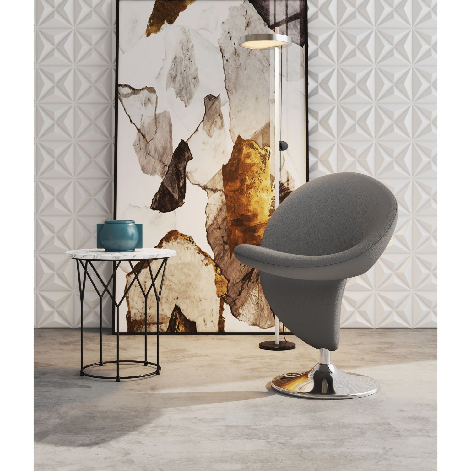 Modern Swivel Lounge Chair With Base - Gray