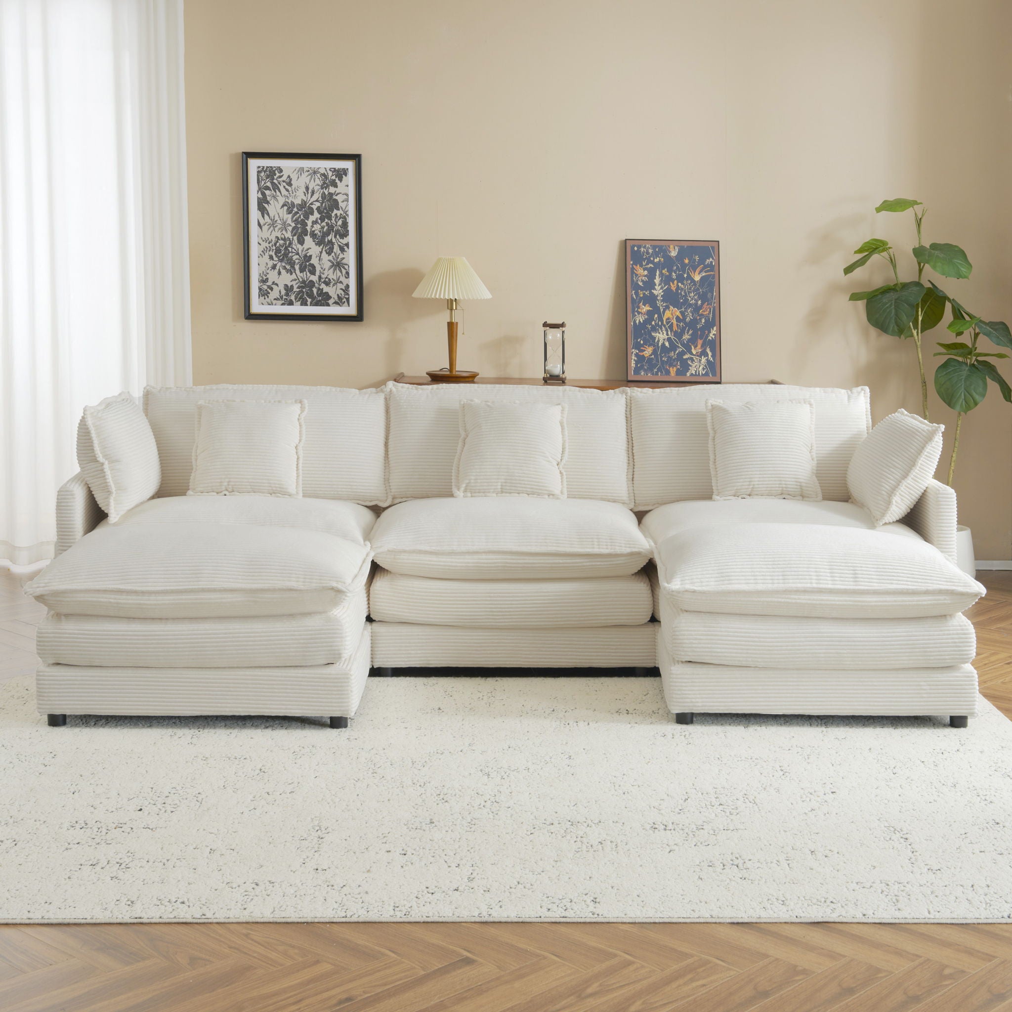 Modern Modular Sectional Sofa With Side Storage Pockets For Living Room