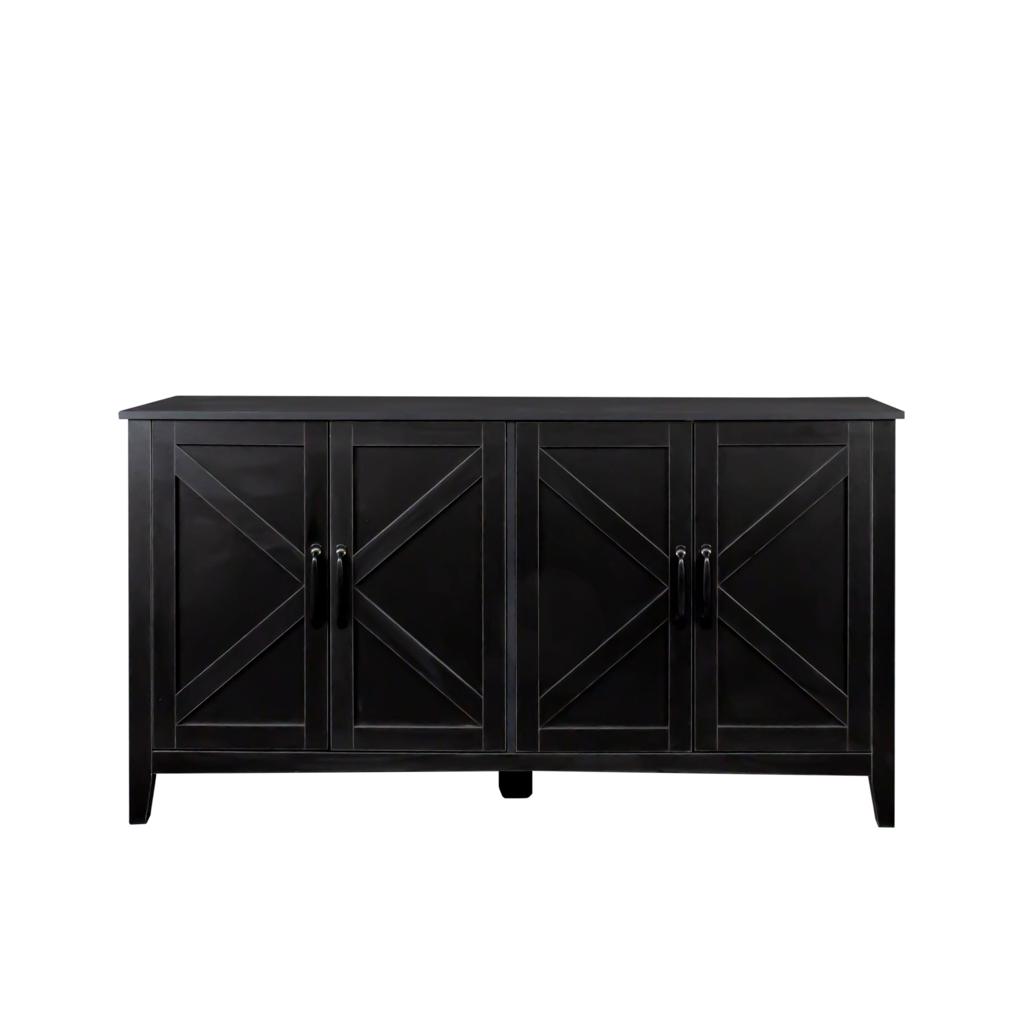 Cabinet With 4 Doors and 4 Open Shelves Freestanding Sideboard