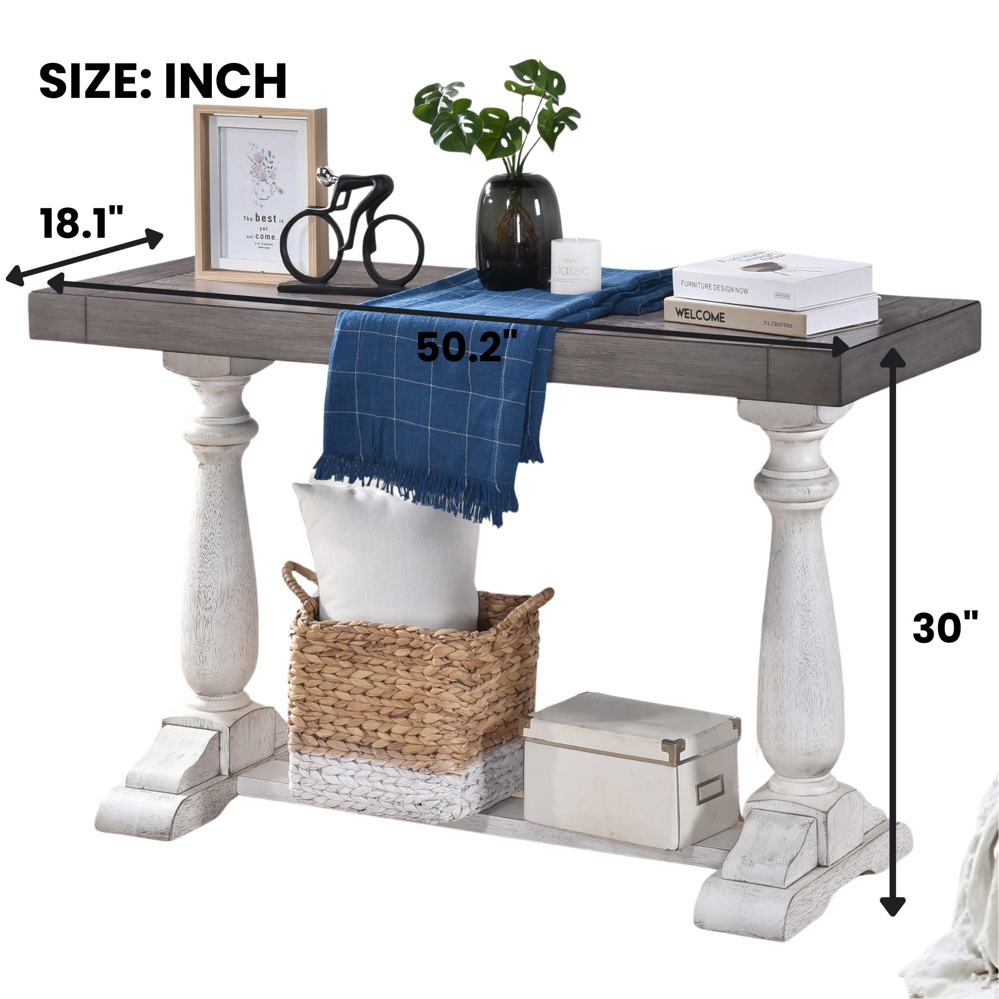 Farmhouse Retro Design Pedestal Sofa Tabe