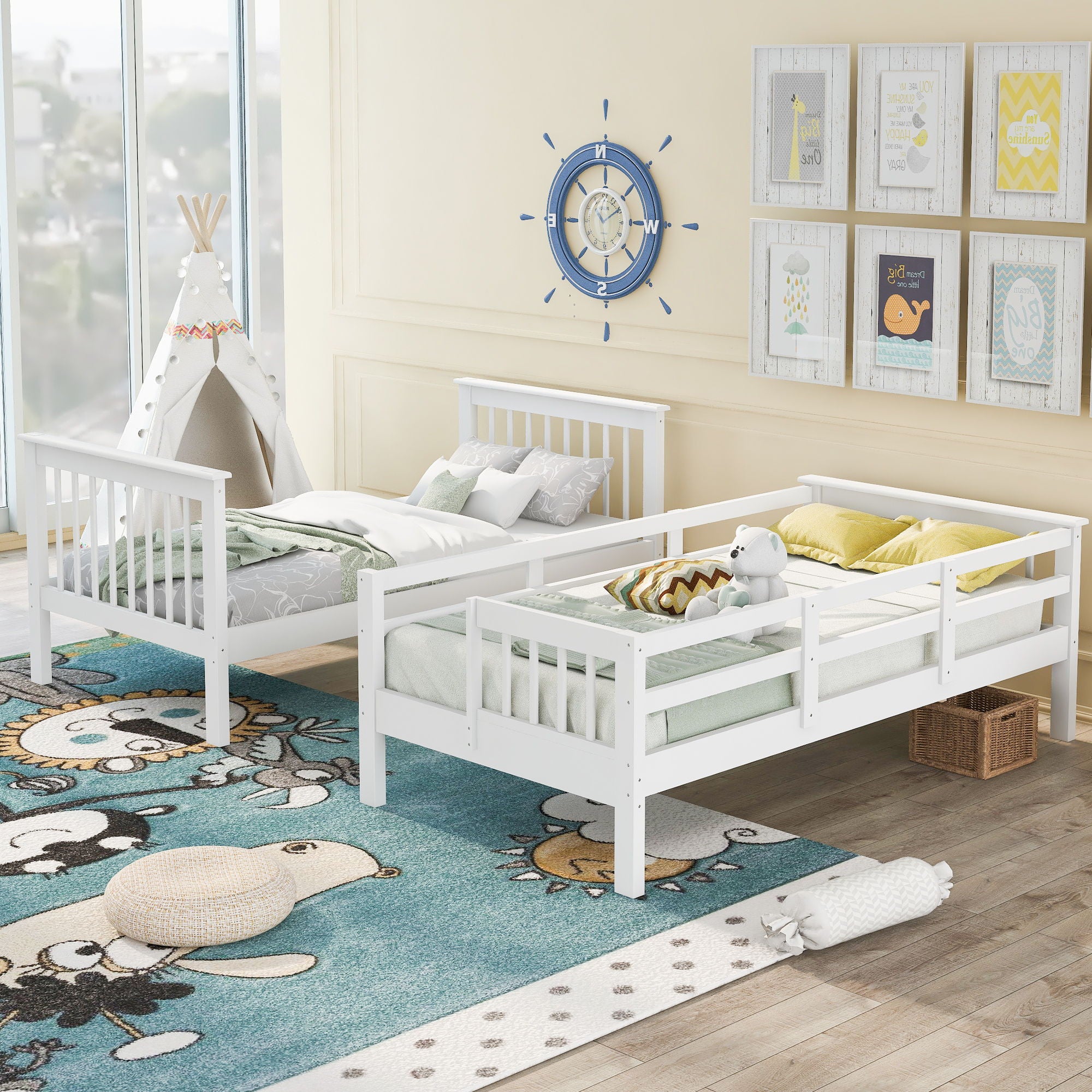 Stairway Bunk Bed With Storage And Guard Rail For Bedroom