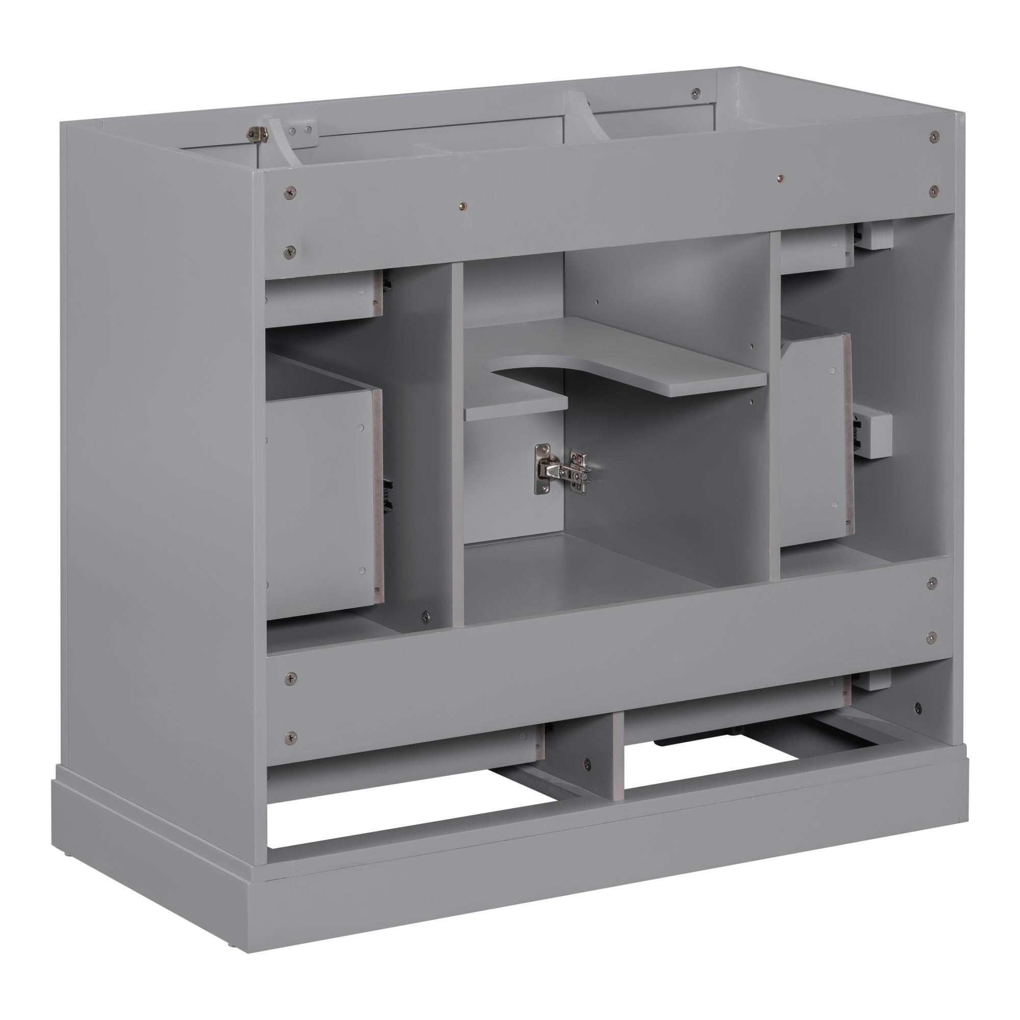 36" Bathroom Vanity Without Sink, Cabinet Base Only, 6 Drawers, Multi Functional Drawer Divider, Adjustable Shelf - Grey