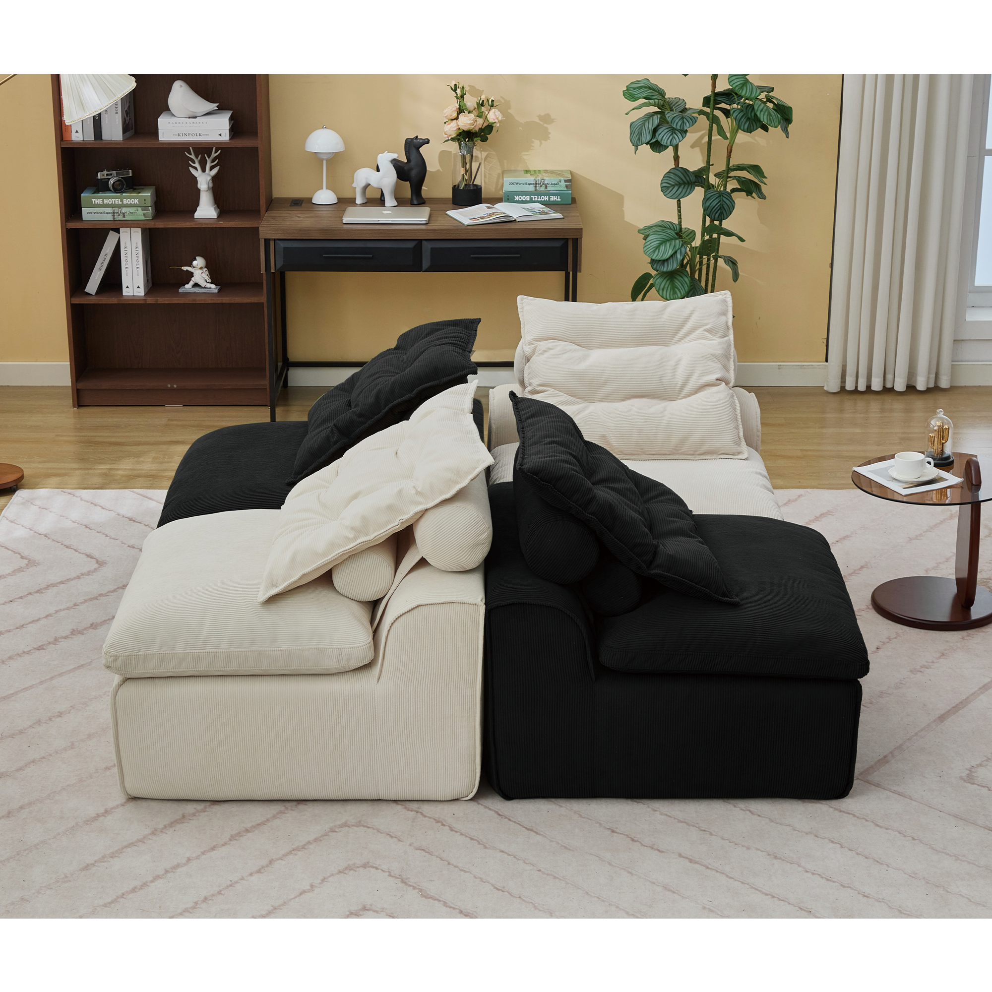 Modular Sofa No Armrests - BeigeBlack