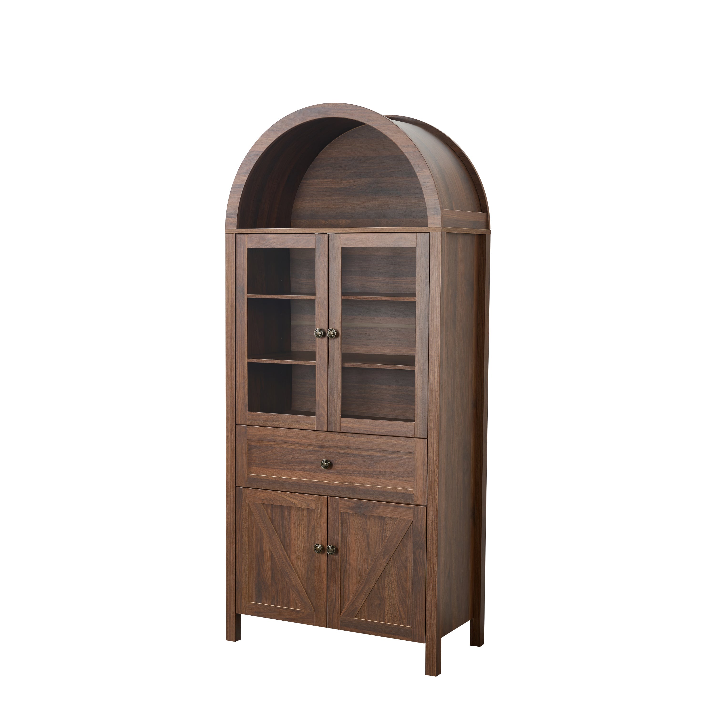 Dome Walnut Cabinet with Large Storage Space