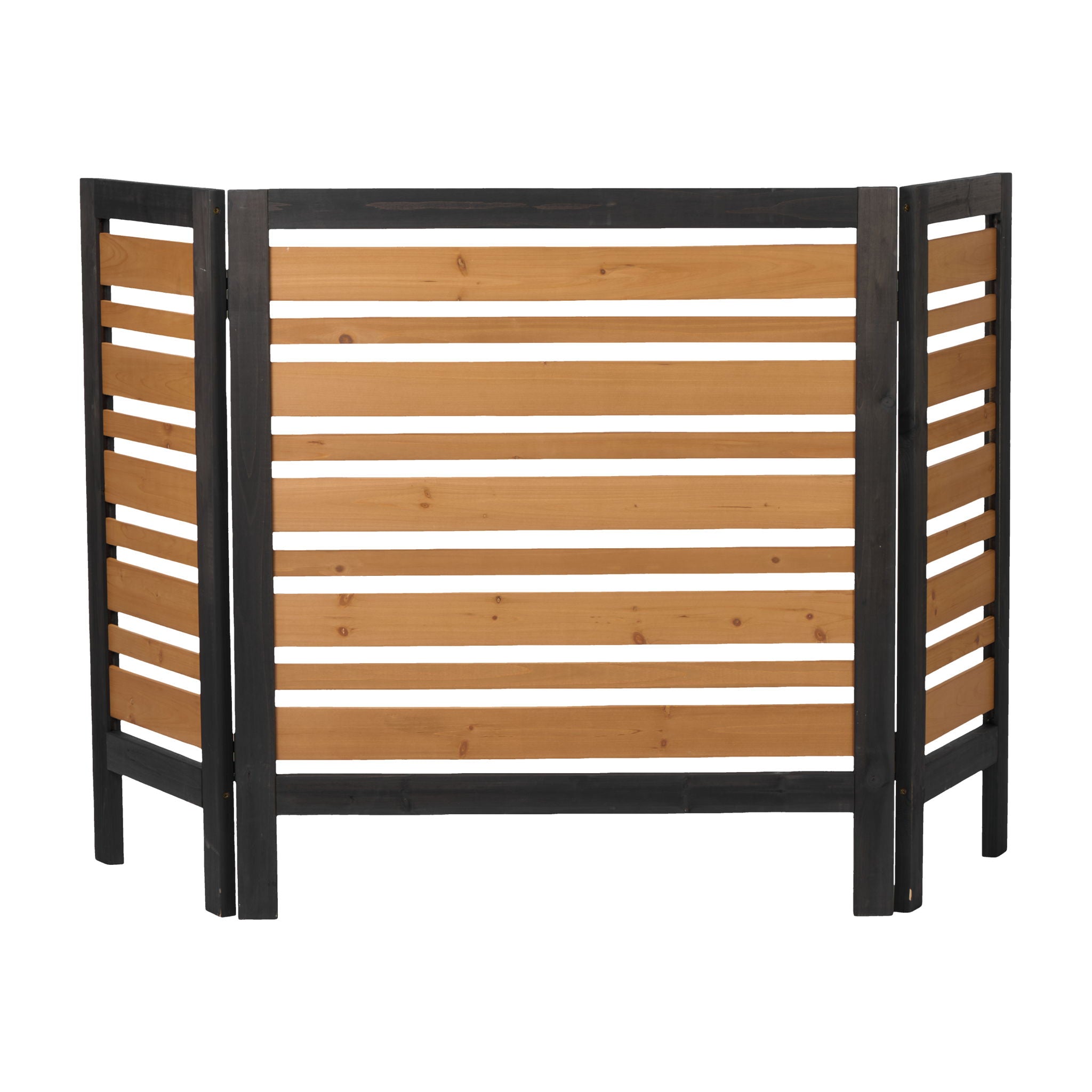 3 Panel Outdoor Air Conditioner Fence Screen - Black / Gold