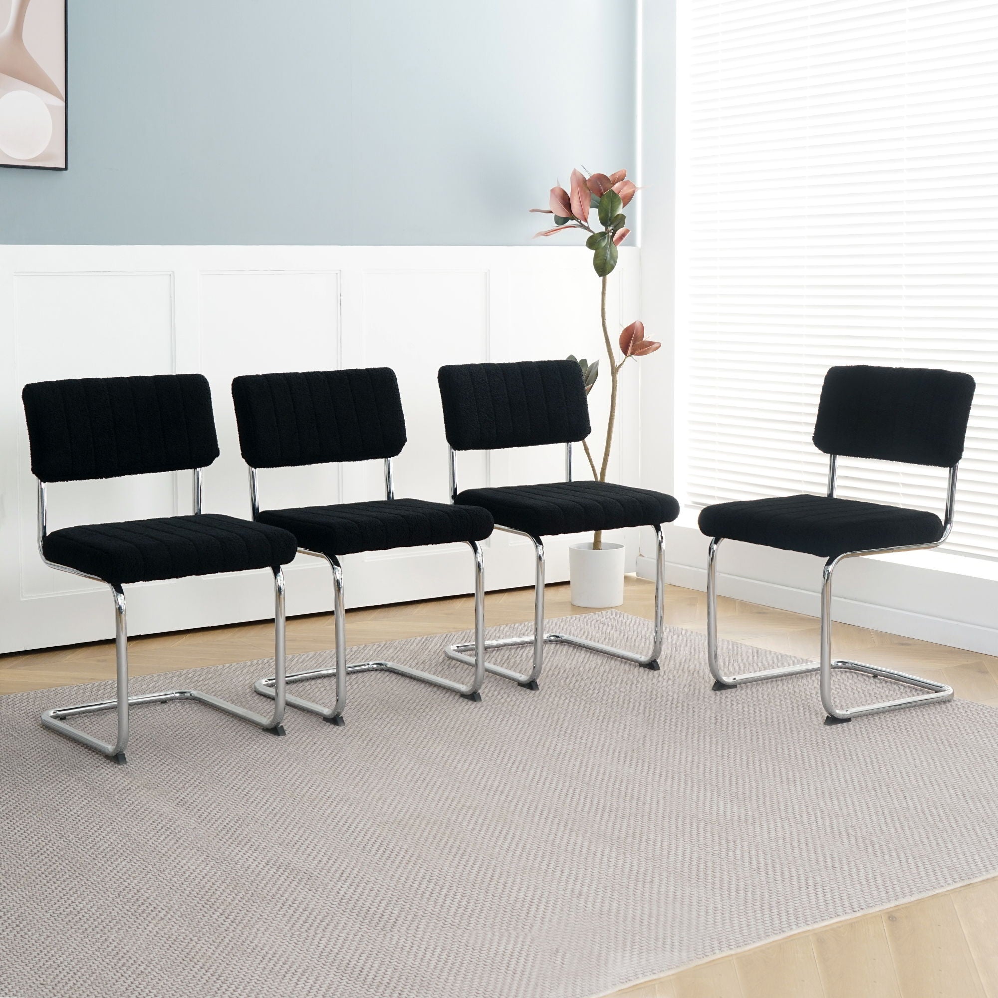 Modern Luxury Dining Chair With Metal Legs And Bow Design (Set of 4)