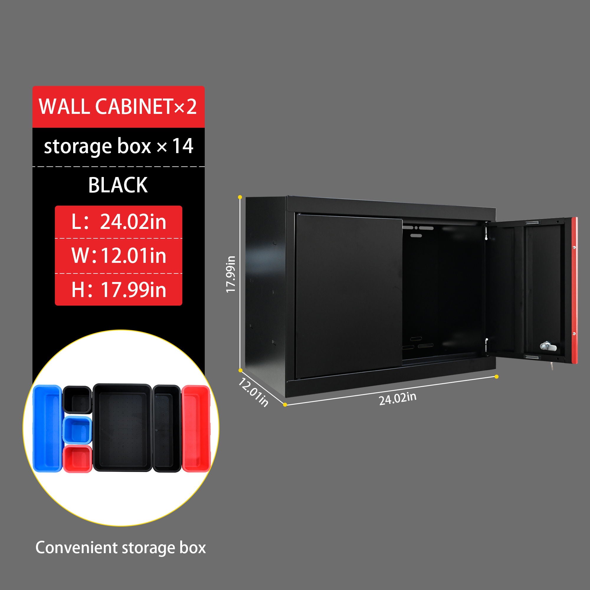 Steel Filing Cabinet With Compartments For Office Use, Storage, File Storage, Archives, And High And Low Cabinets - Black / Red