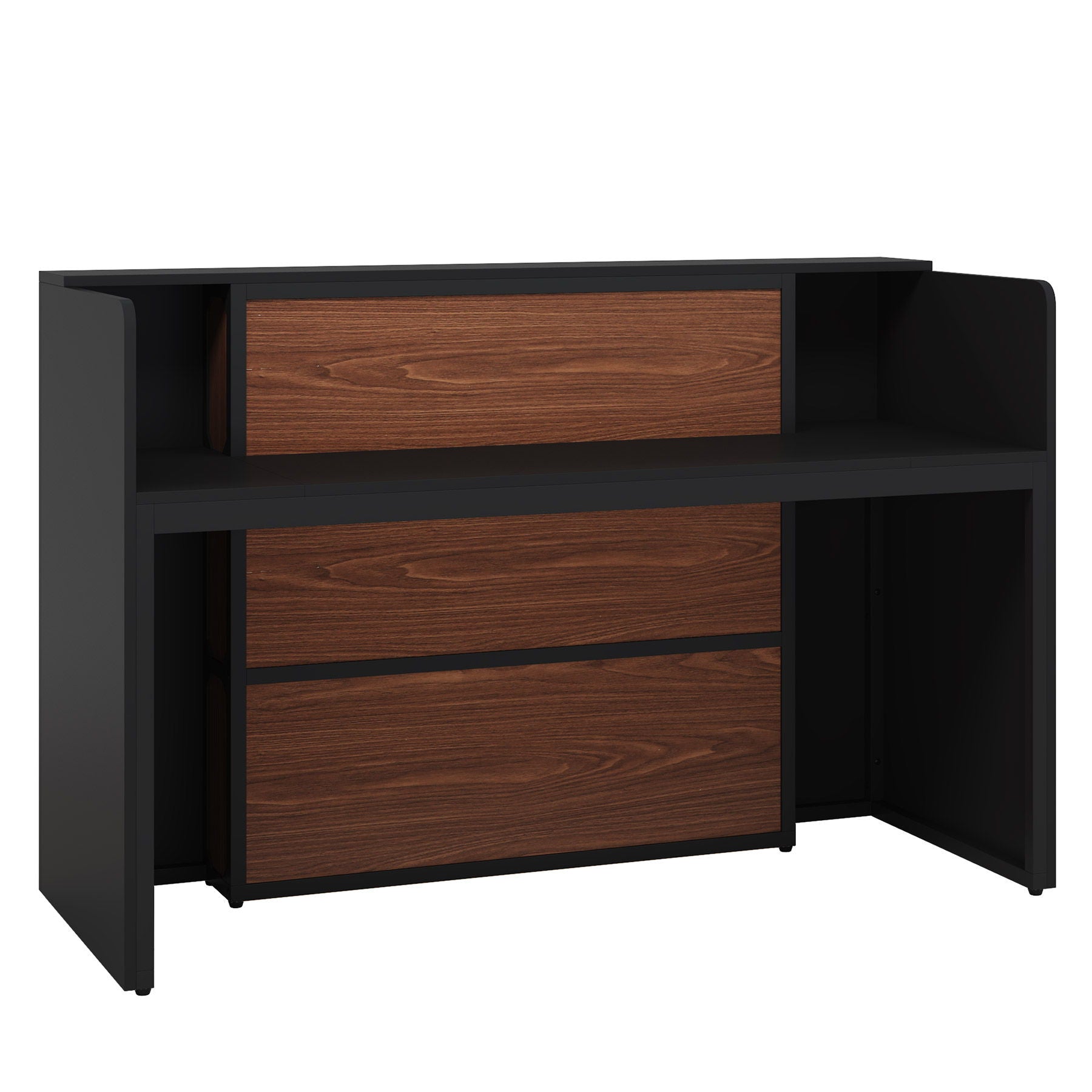 Reception Desk With LED Lights For Office Lobby - Black