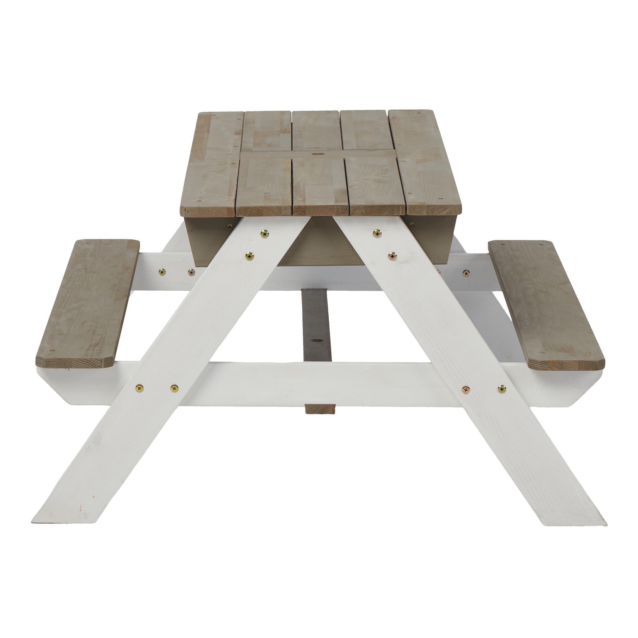 Wooden Kids Picnic Table, Sand And Water Table With Umbrella, Activity Table For Outdoor Backyard Patio Play - White / Gray