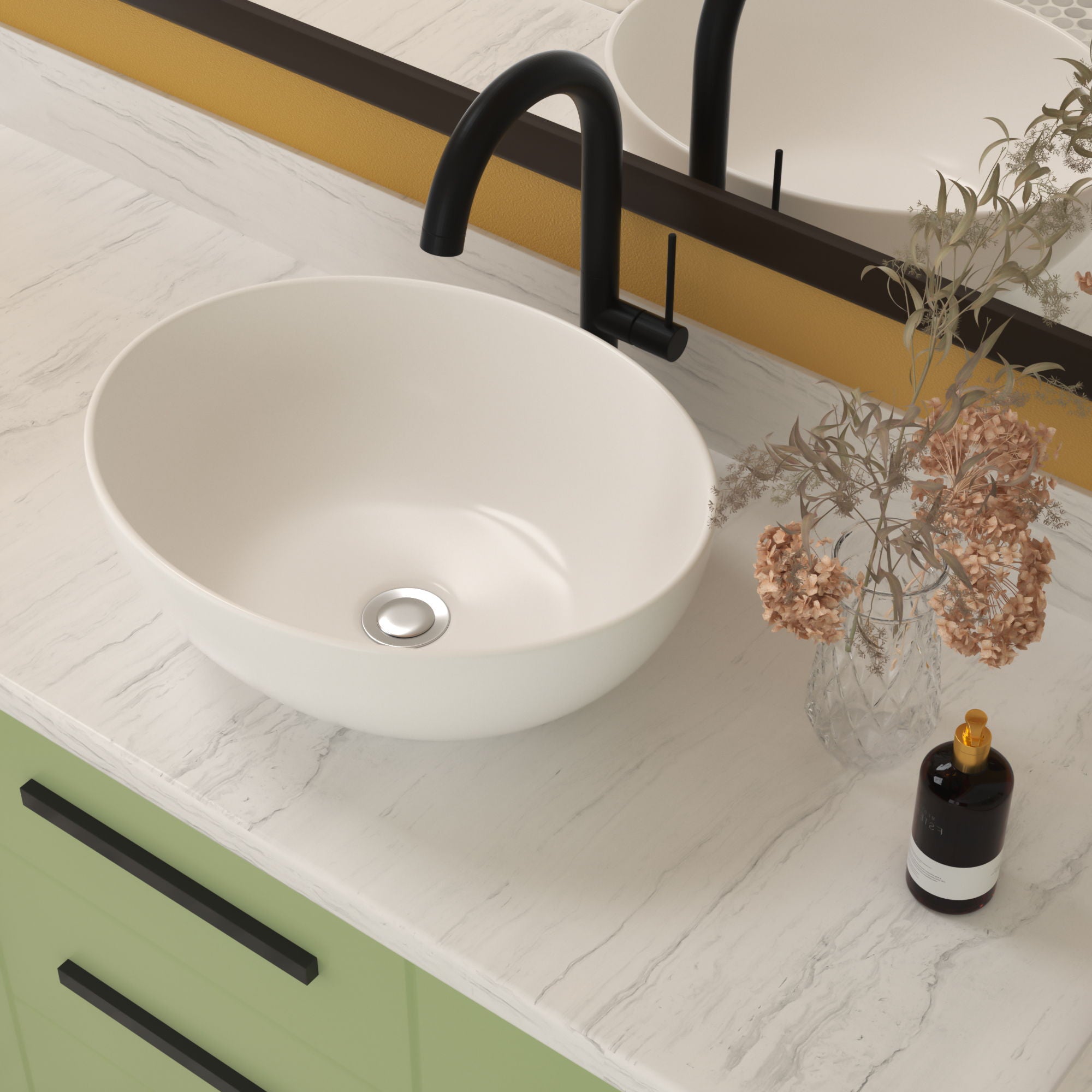 Oval Vessel Bathroom Sink - White