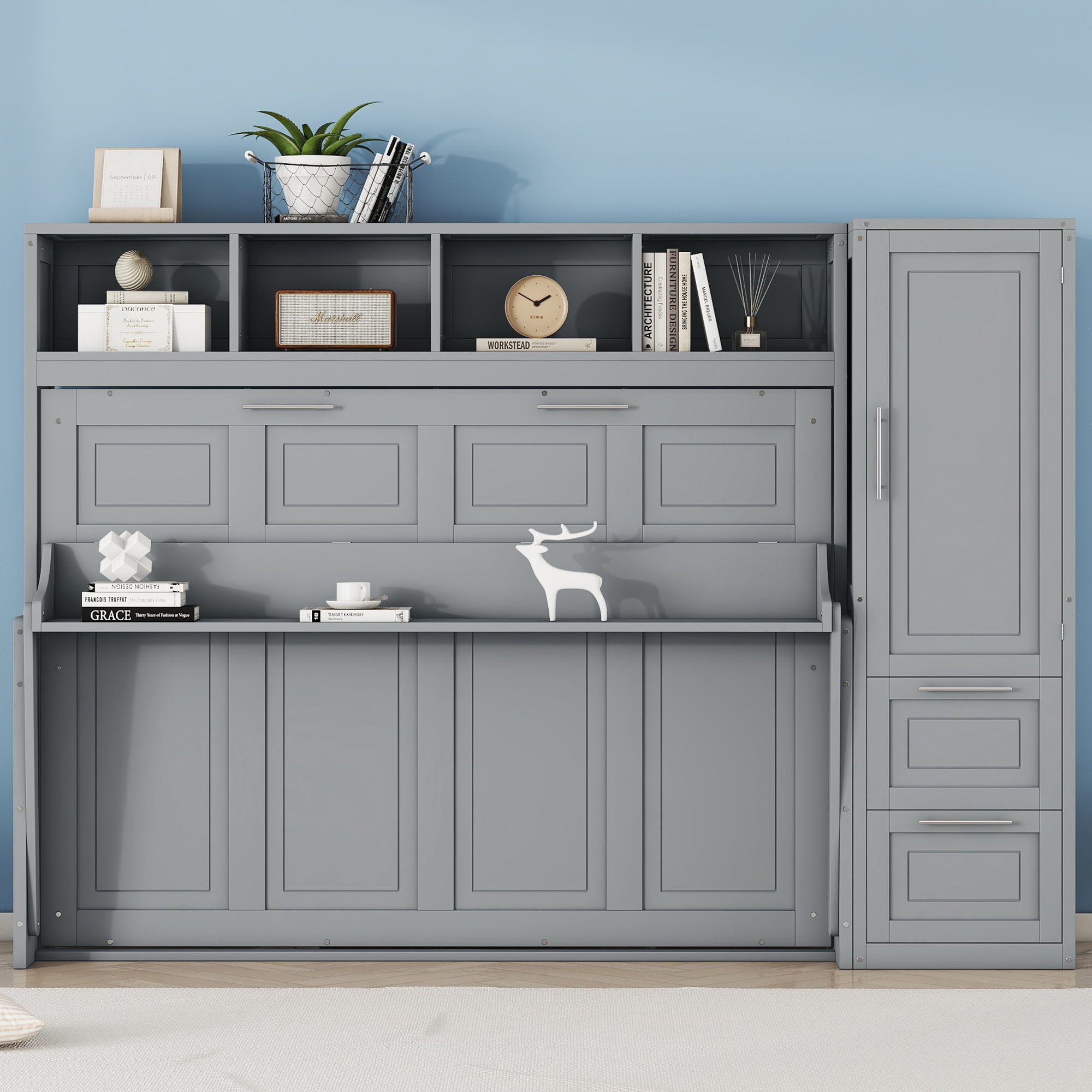 Space Saving Murphy Wall Bed With Closet And Drawers