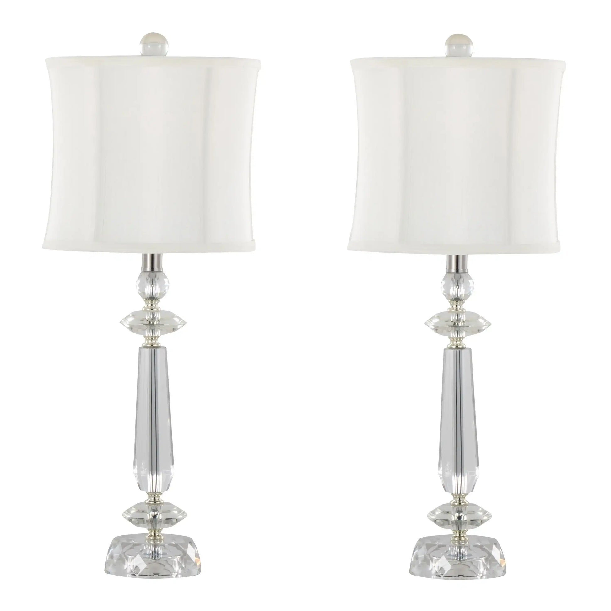 Karat - Contemporary Crystal Table Lamp (Set of 2) - Clear Crystal / Chrome / White Softback - Best Buy Furniture