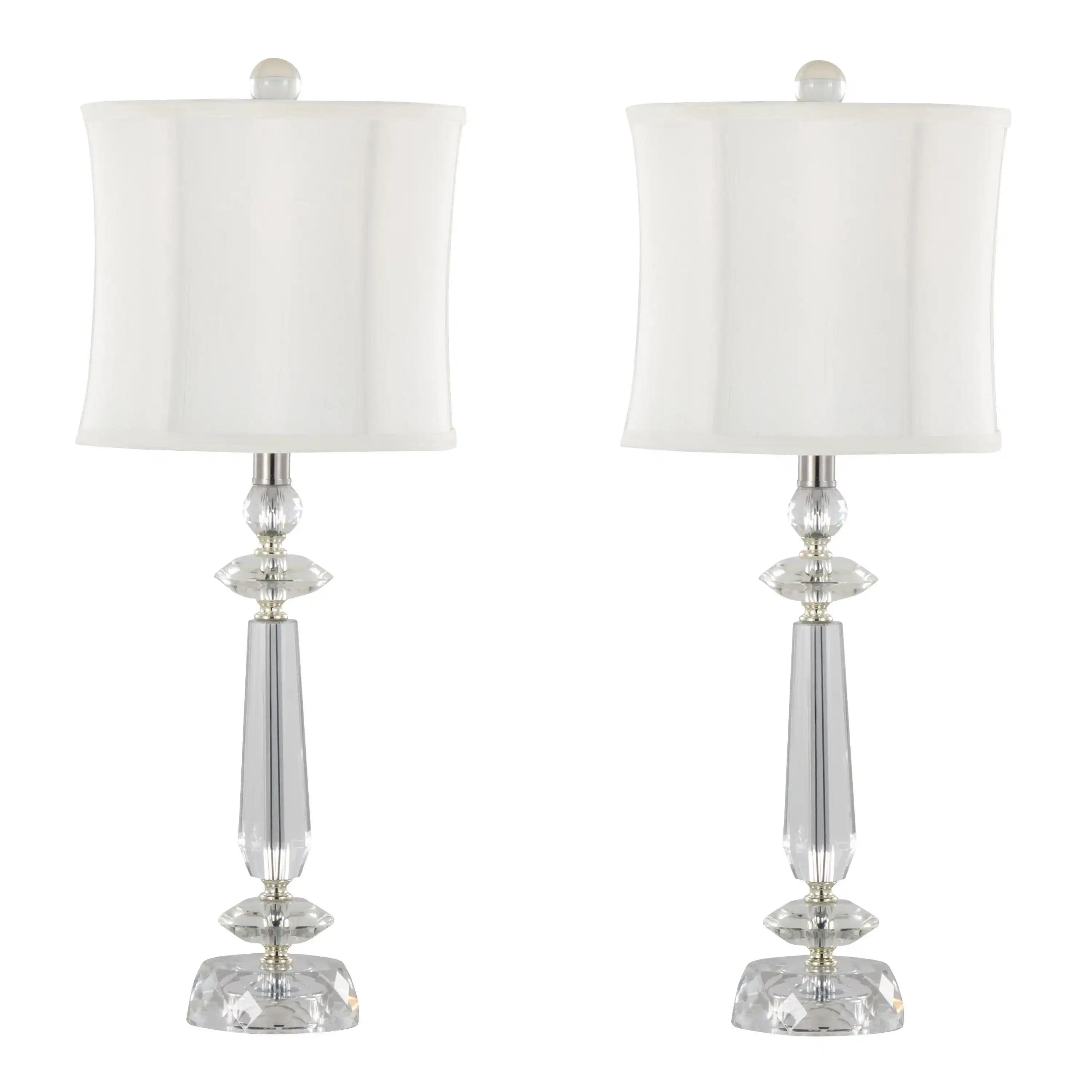 Karat - Contemporary Crystal Table Lamp (Set of 2) - Clear Crystal / Chrome / White Softback - Best Buy Furniture
