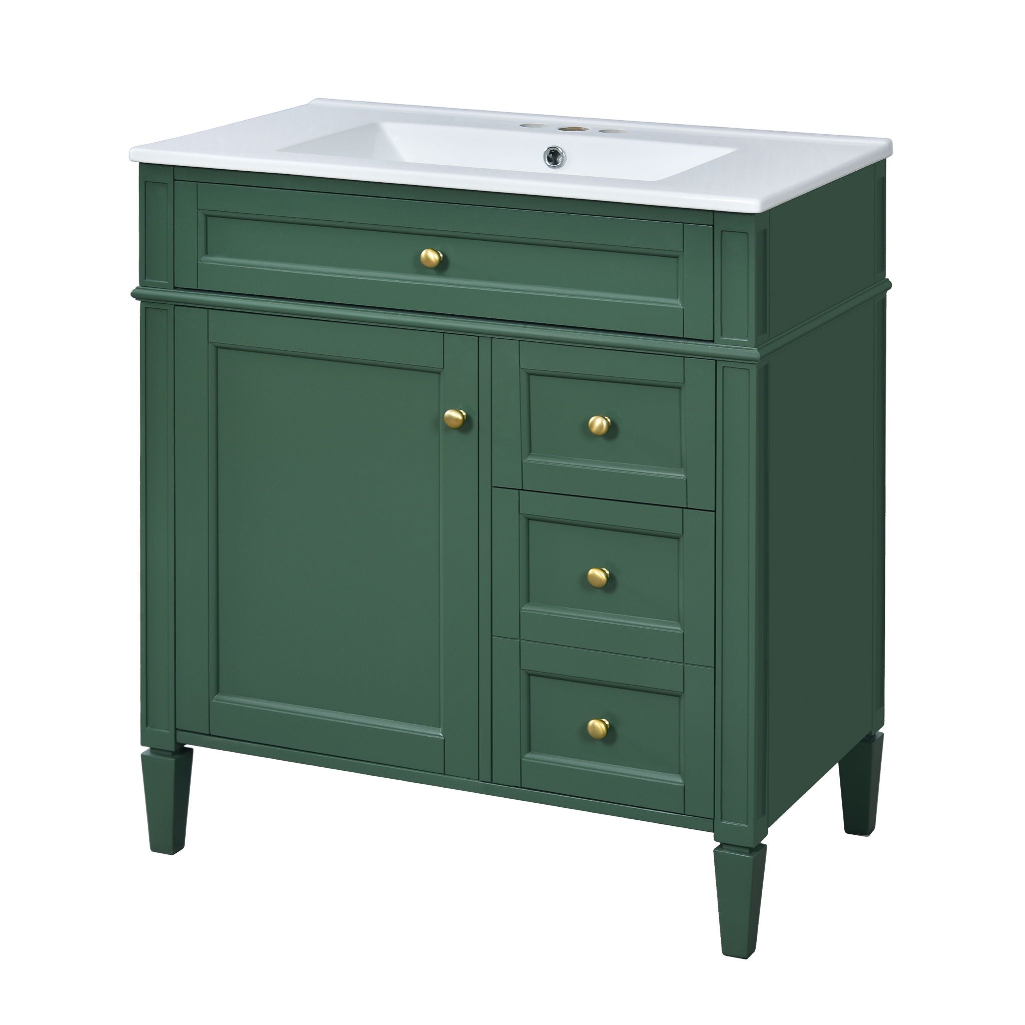 Bathroom Vanity With Top Sink, 2 Drawers & Tip Out Drawer