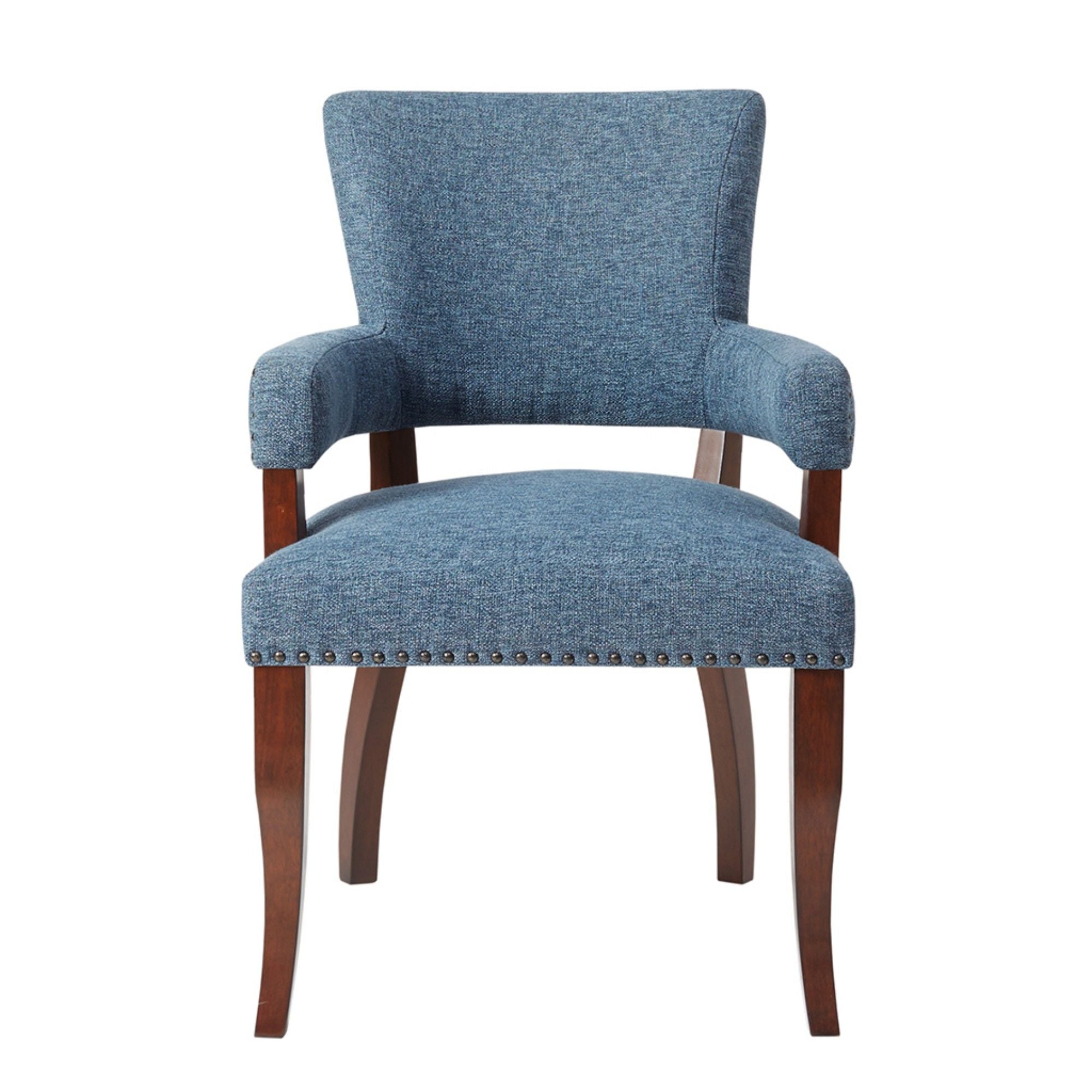 Elegant Arm Dining Chair With Brass Nail Head Detailing