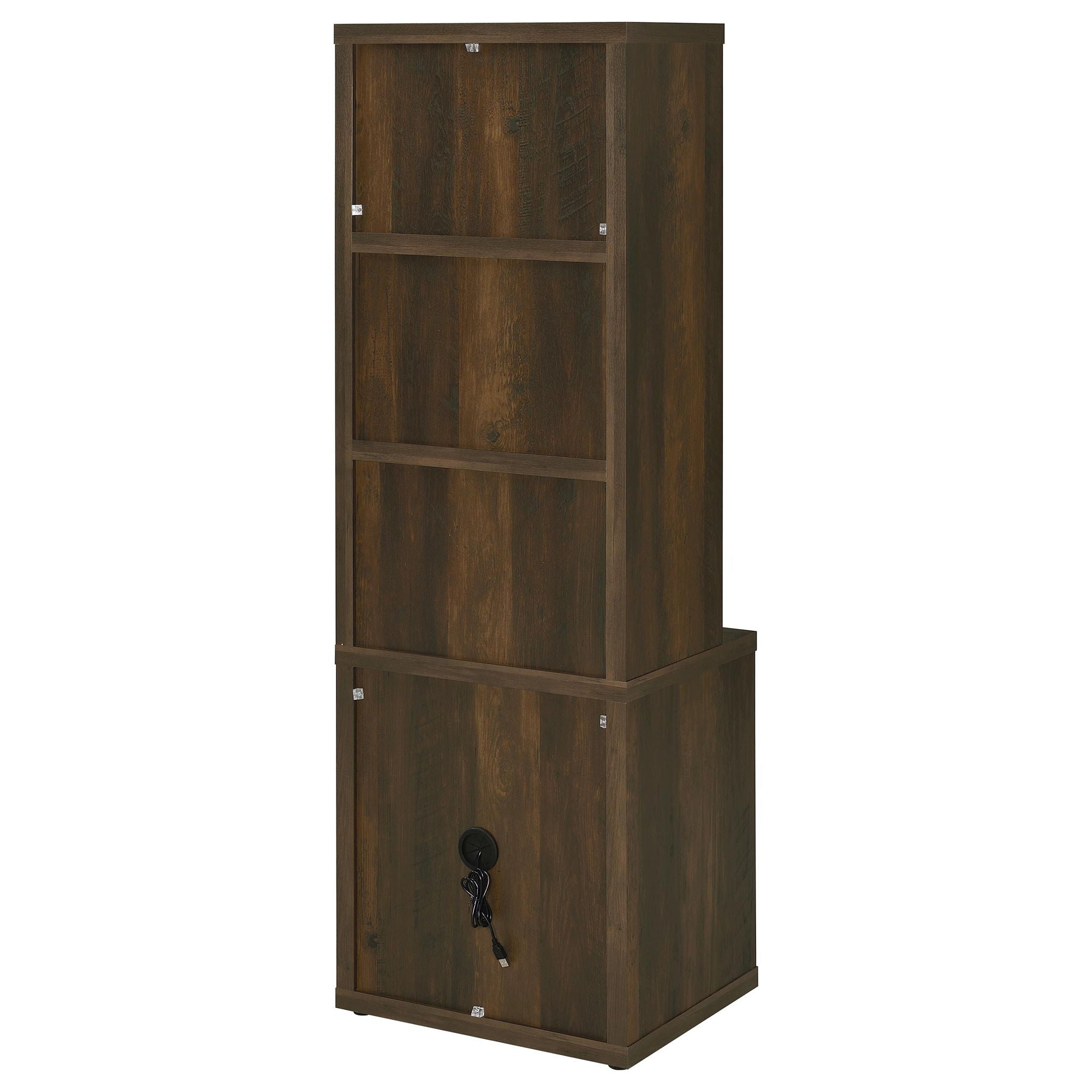 Multifunctional Bookcase With Three Open Shelves, 2 Drawers, Dual USB Charging Outlet
