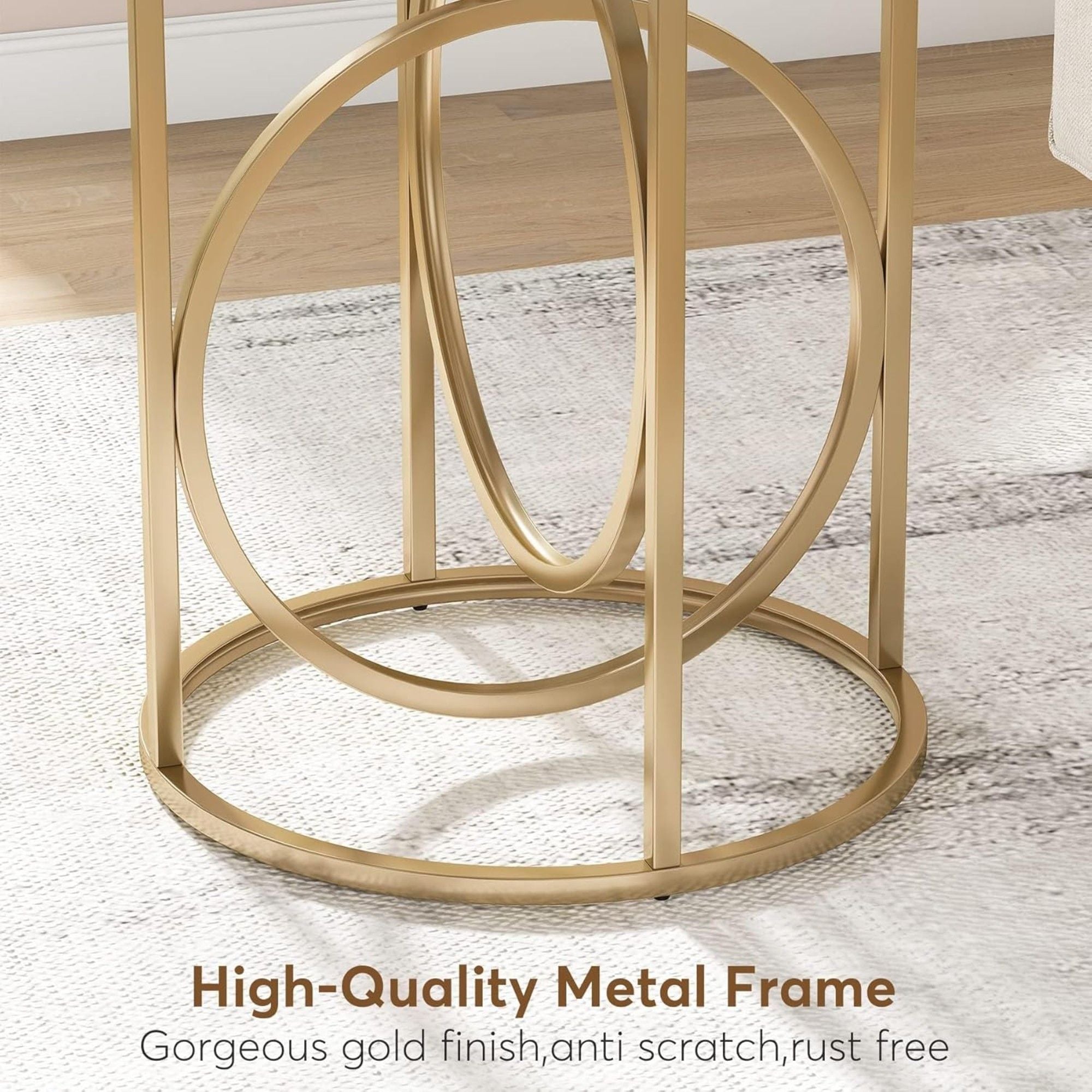 Round End Table - White / Gold