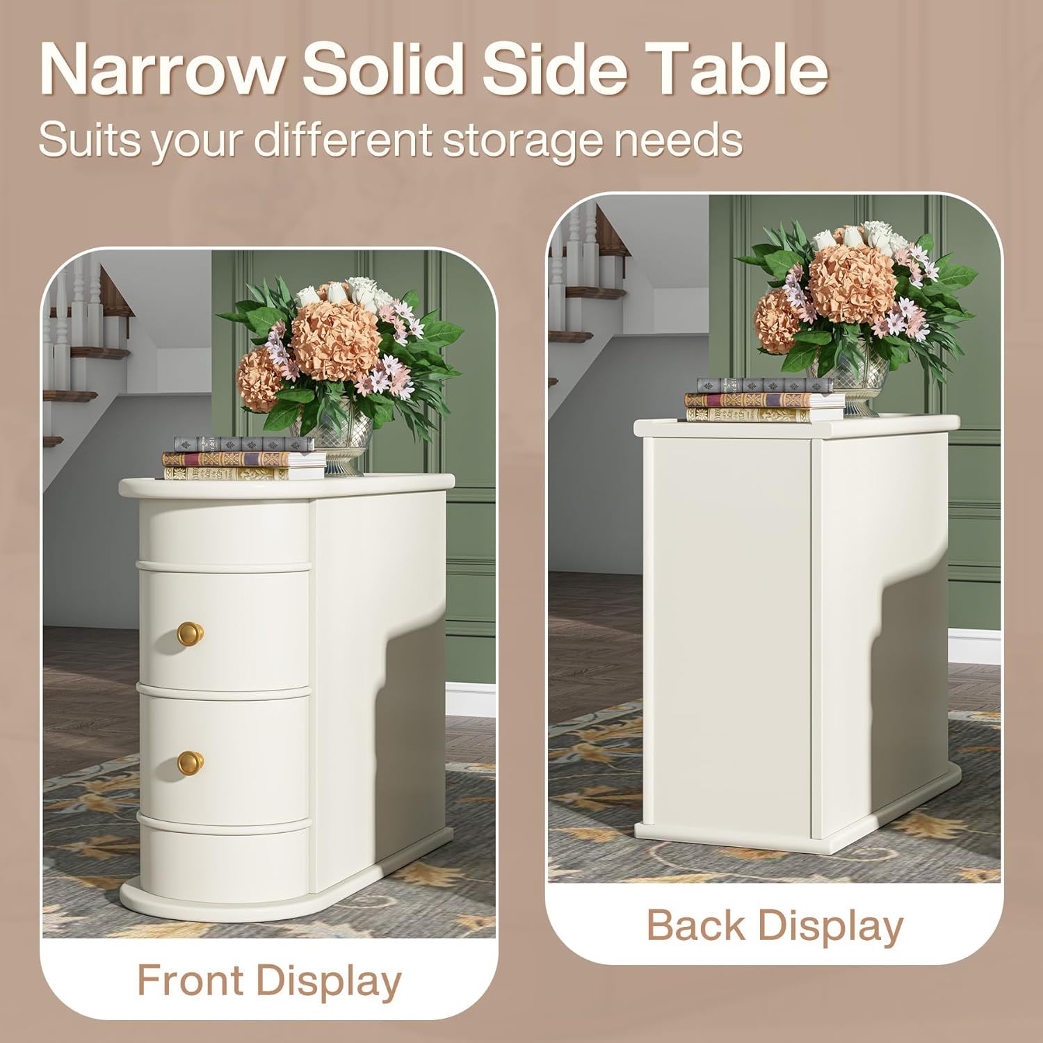 Narrow 2 Drawer End Table