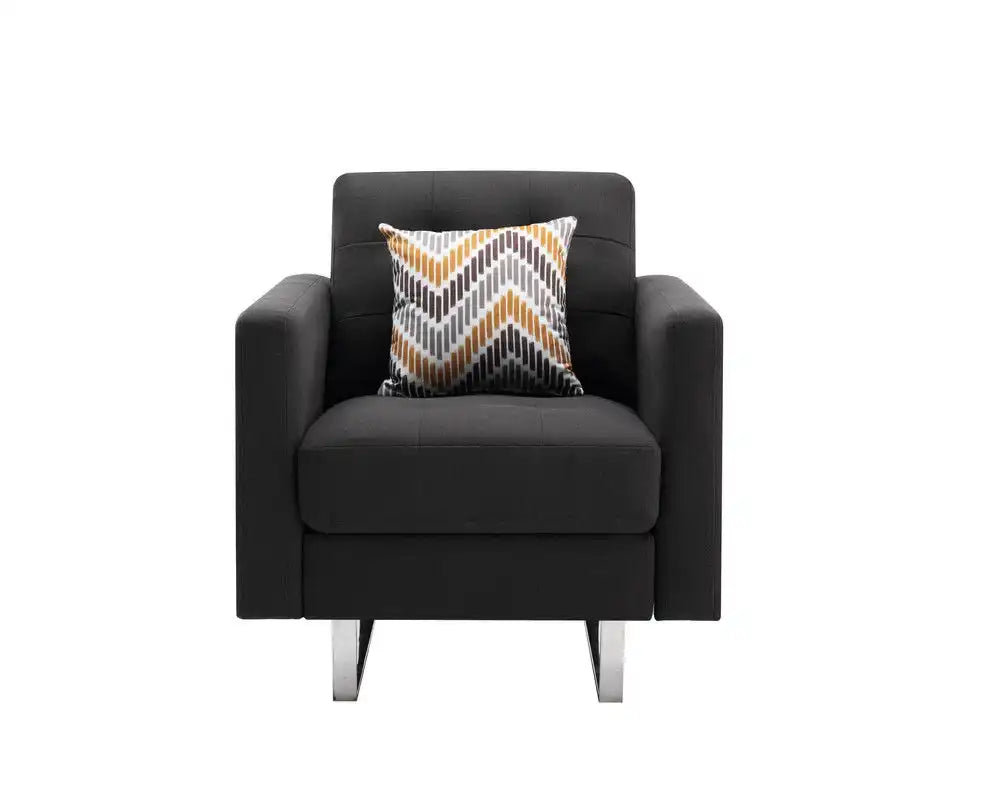Victoria - Linen Fabric Armchair With Metal Legs, Side Pockets, And Pillow - Best Buy Furniture