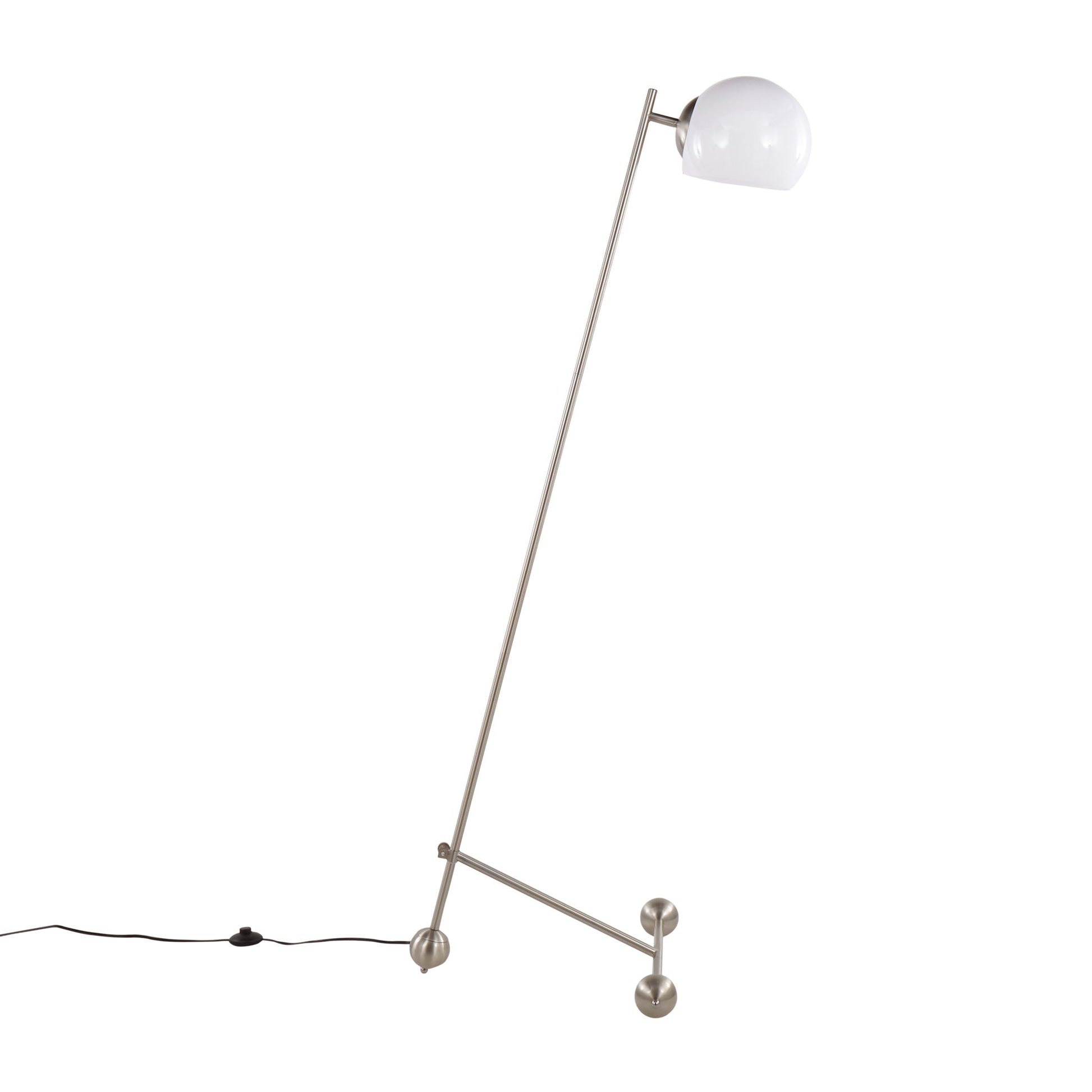 Eileen - Contemporary Floor Lamp - Nickel / White - Best Buy Furniture