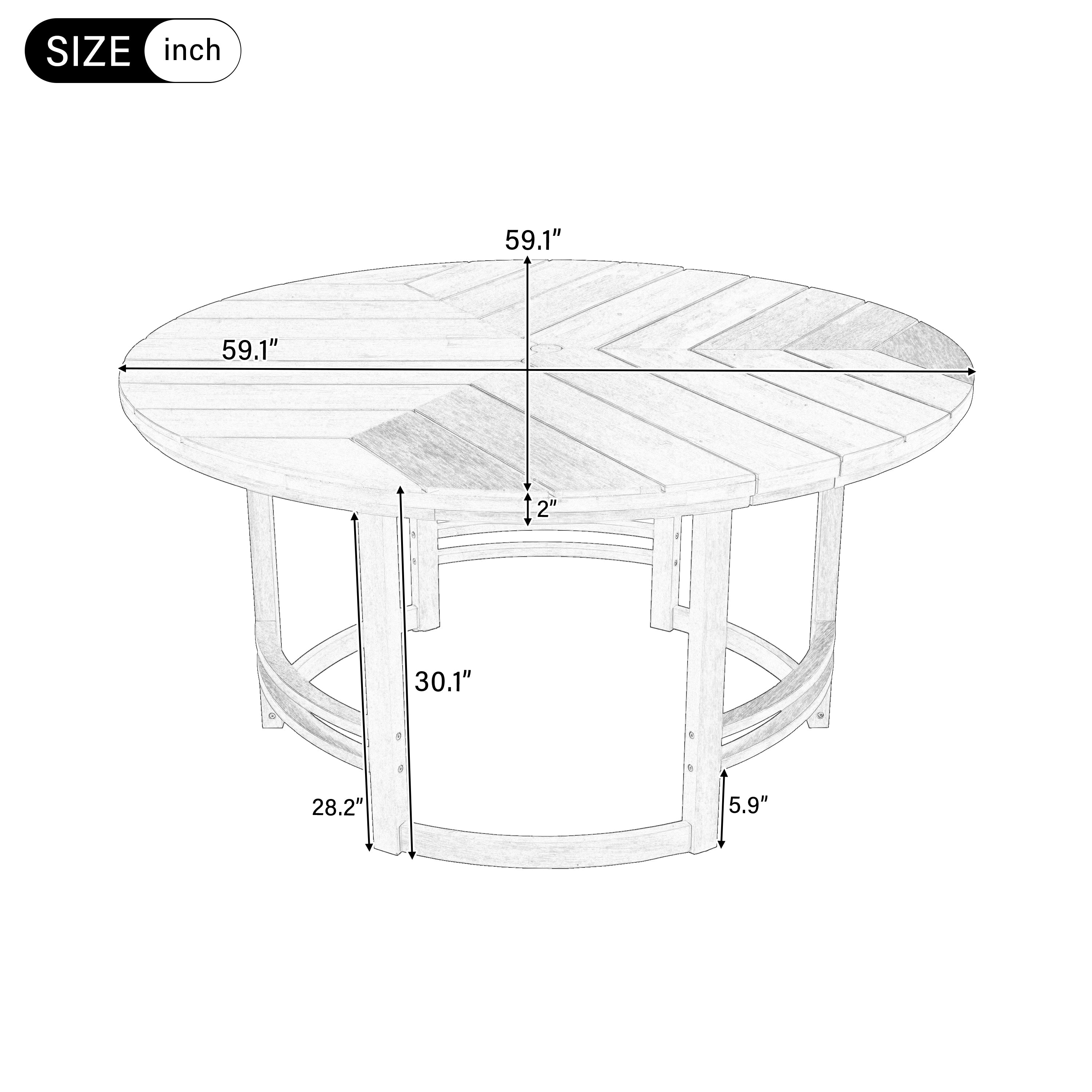 Outdoor Dining Set 5-Piece Patio Table And Chairs Set with Umbrella Hole
