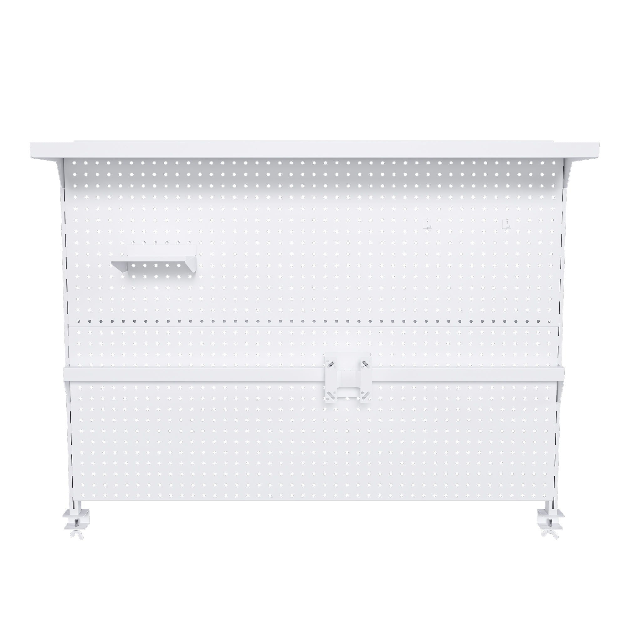 Clamp On Desk Pegboard With Single Monitor Stand