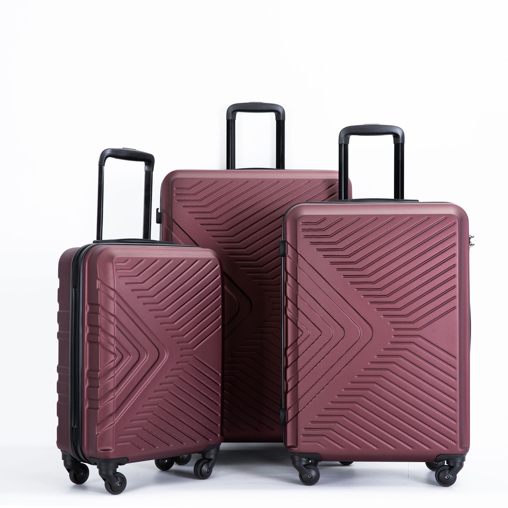 3 Piece Luggage Sets Lightweight Suitcase With Two Hooks, Spinner Wheels, Tsa Lock, Durable Hard Shell