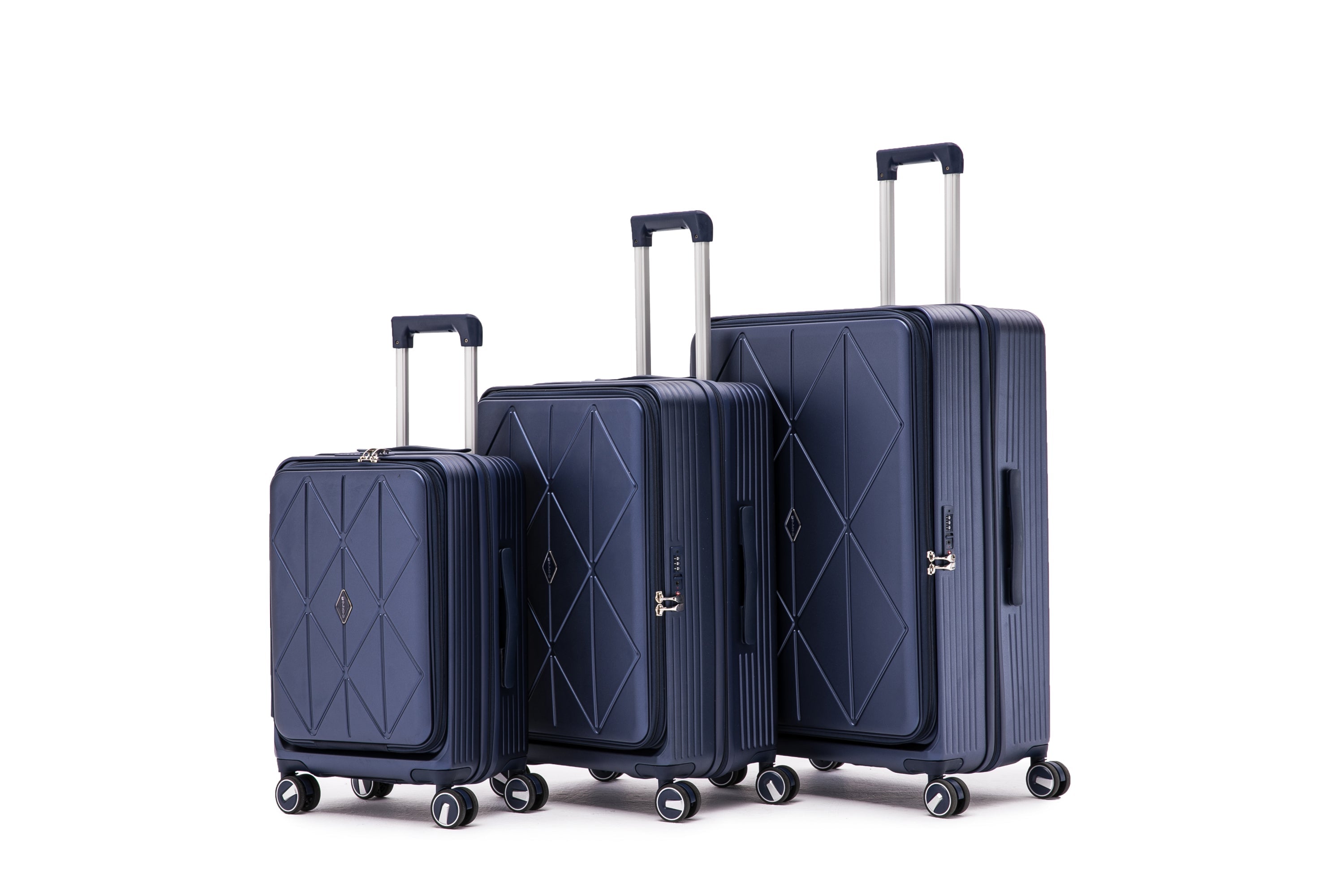 3 Piece, Expandable Carry On Luggage with TSA Lock -Hard Shell and Lightweight Suitcase with Front Pocket and Spinner Wheels