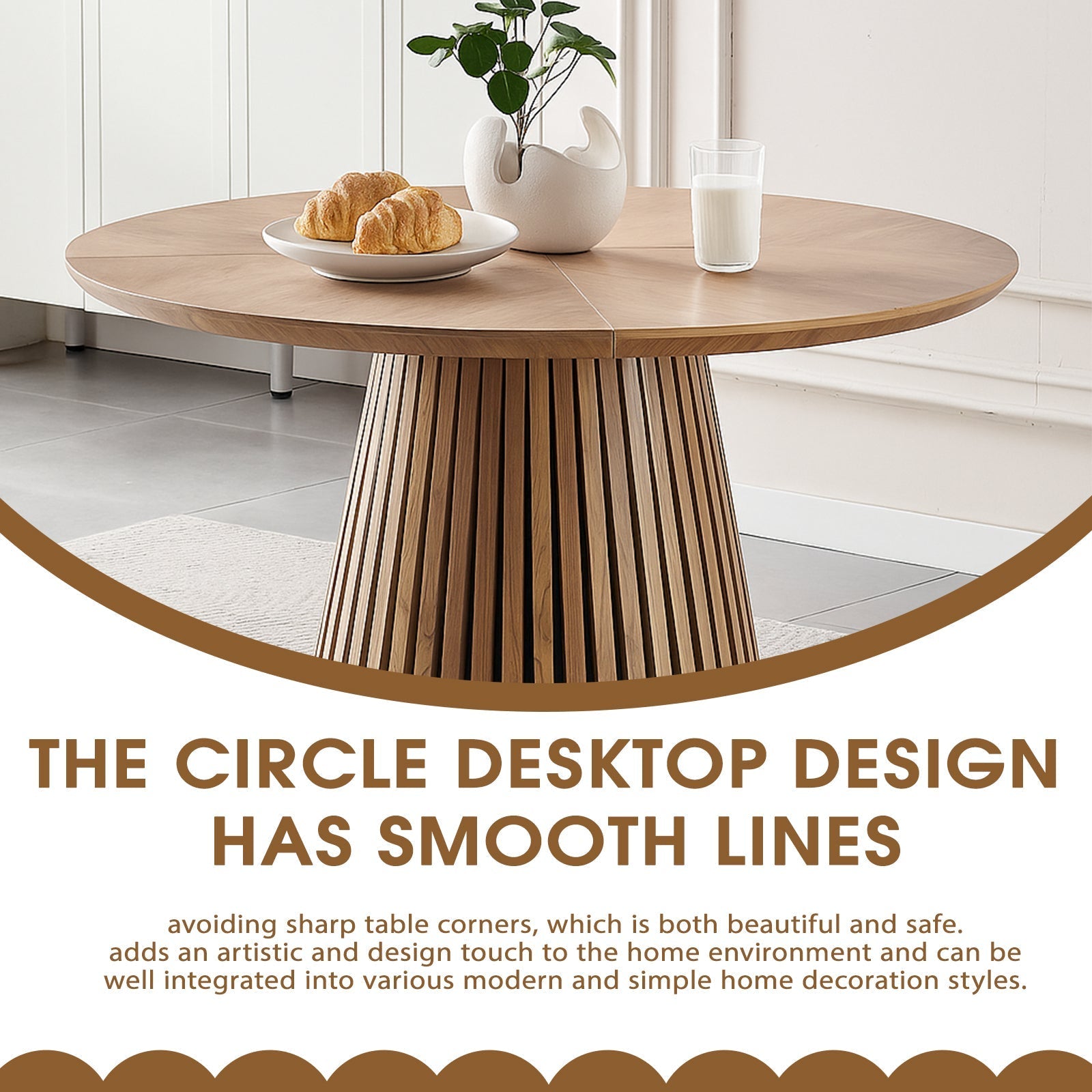 Wooden Dining Table with Oval Top and Slatted Legs