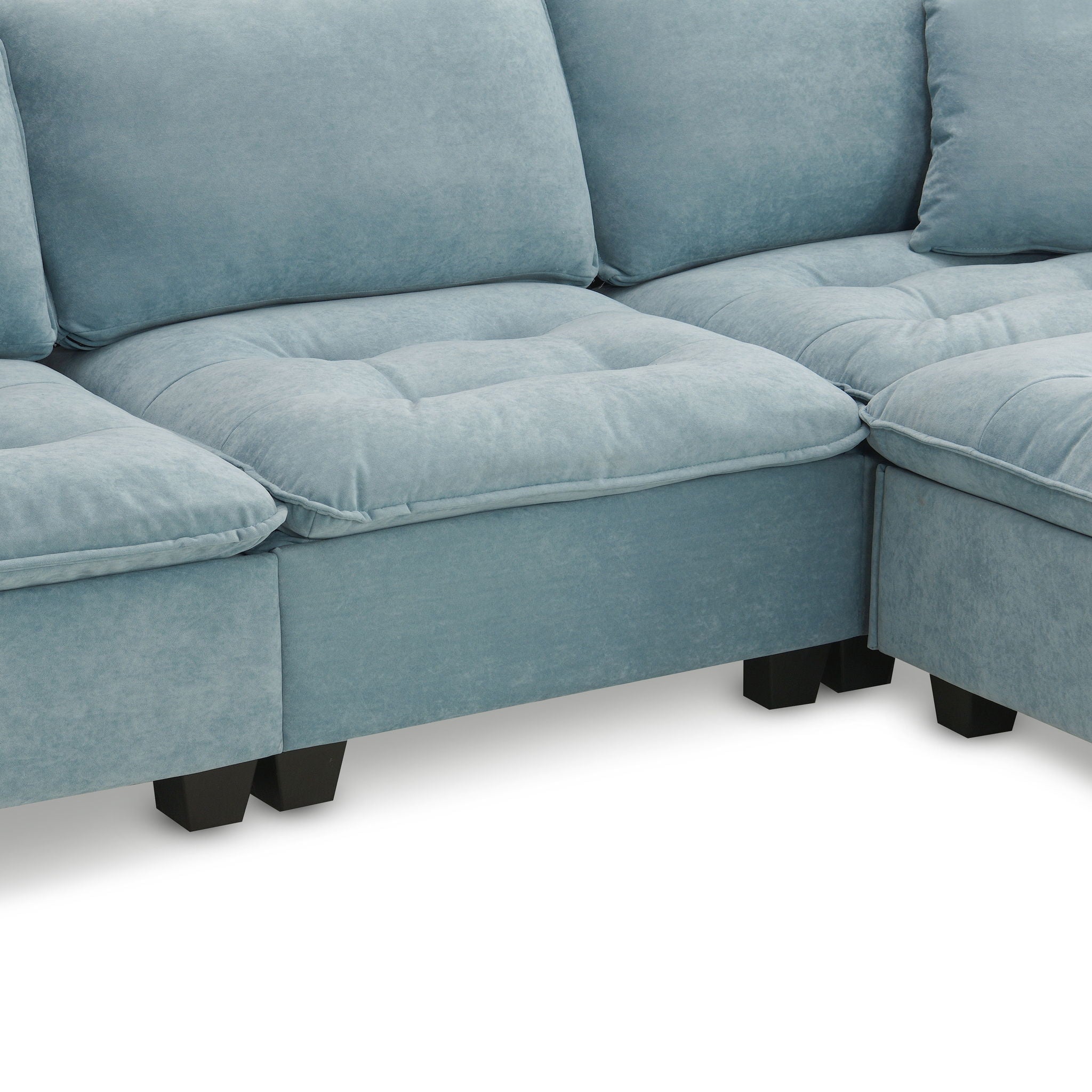 Modern Convertible Sectional L Shaped Reversible Couch Set With Free Pillows 4 Seat Suede Sleeper Sofa With Ottoman