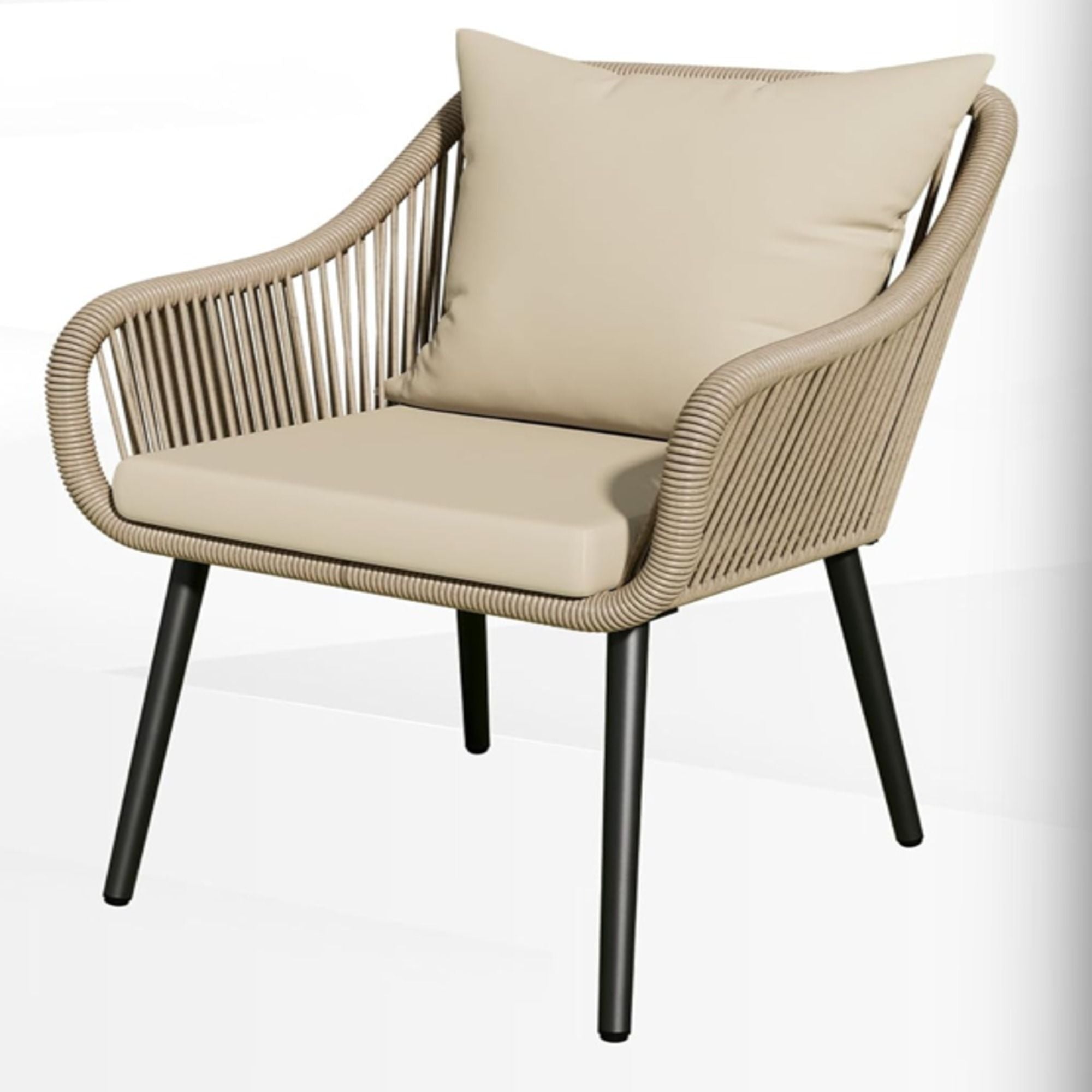 5 Piece Twisted Rattan Patio Dining Set With Table