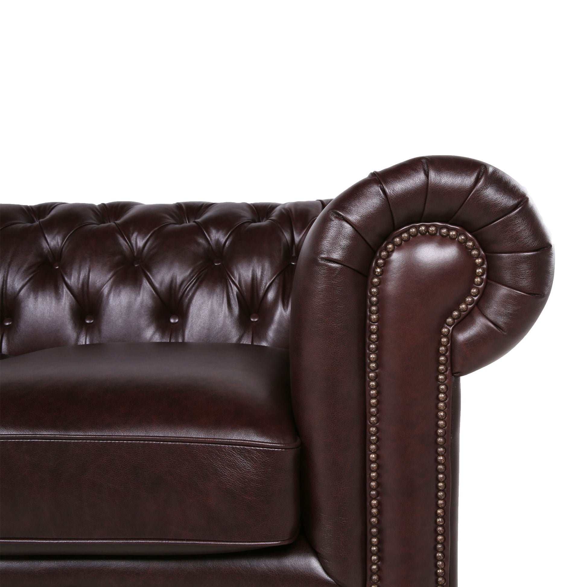 Traditional Tufted Leather Chesterfield Nailhead Sofa - Best Buy Furniture