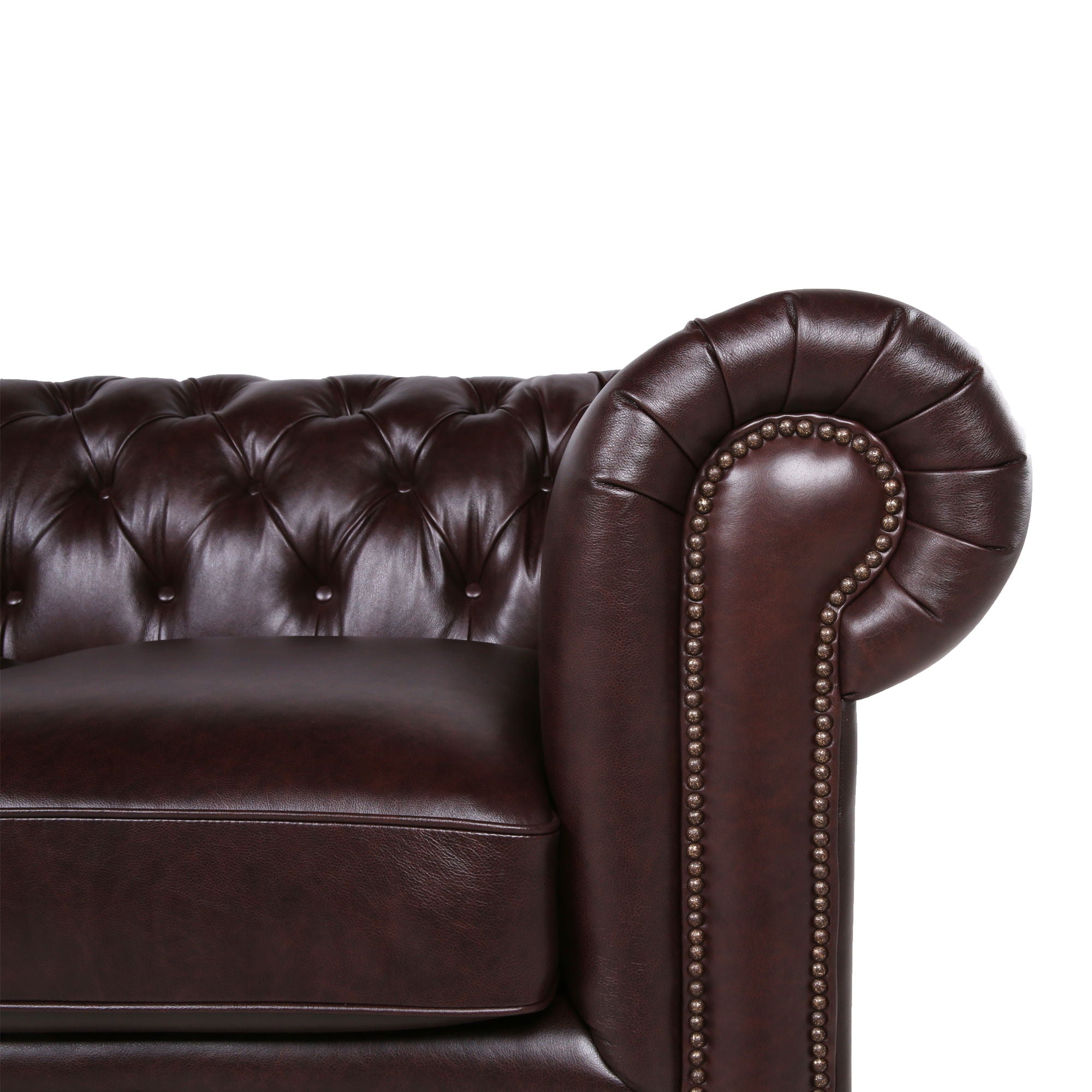 Traditional Tufted Leather Chesterfield Nailhead Sofa - Best Buy Furniture