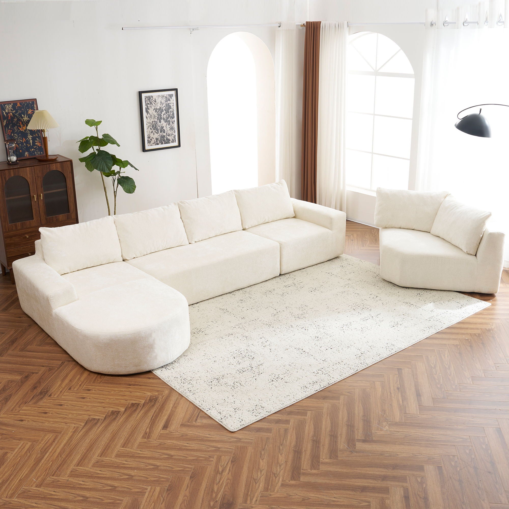U-Shaped Oversized Modular Cloud Sectional Sofa With Deep Seat For Living Room