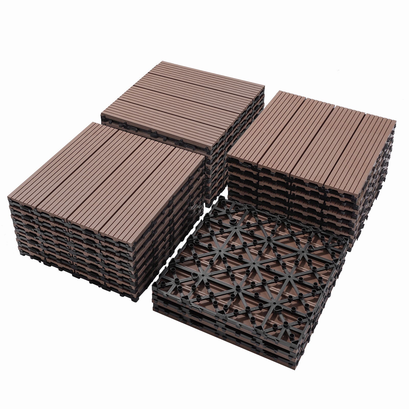 Wood Plastic Composite Deck Tiles, Sustainable Composite Decking Resist Rust, Water, Weather, Easy To Diy & Maintain
