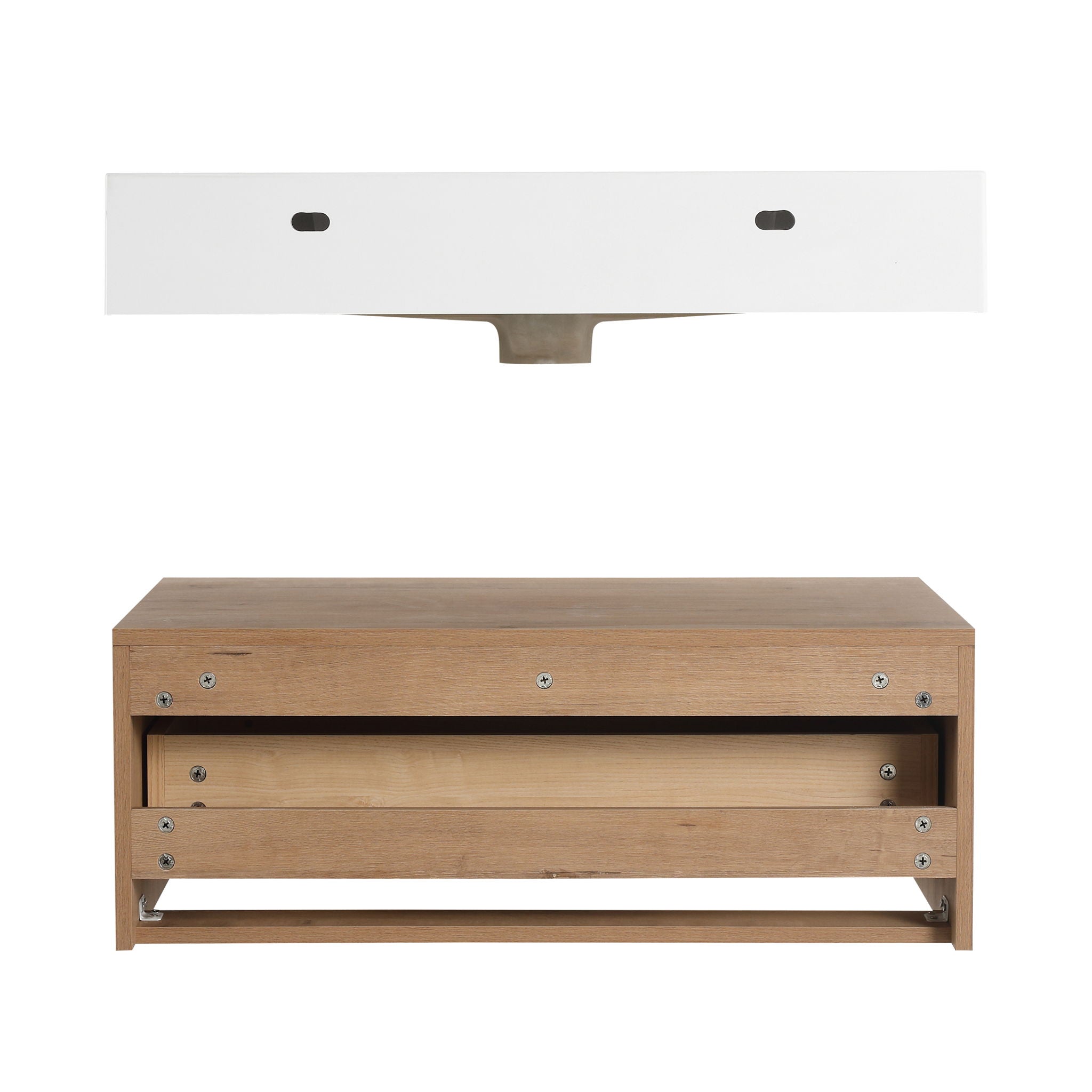 Wall Mounted Bathroom Vanity With Resin Sink And Soft Close Drawer In Imitative - Imitative Oak