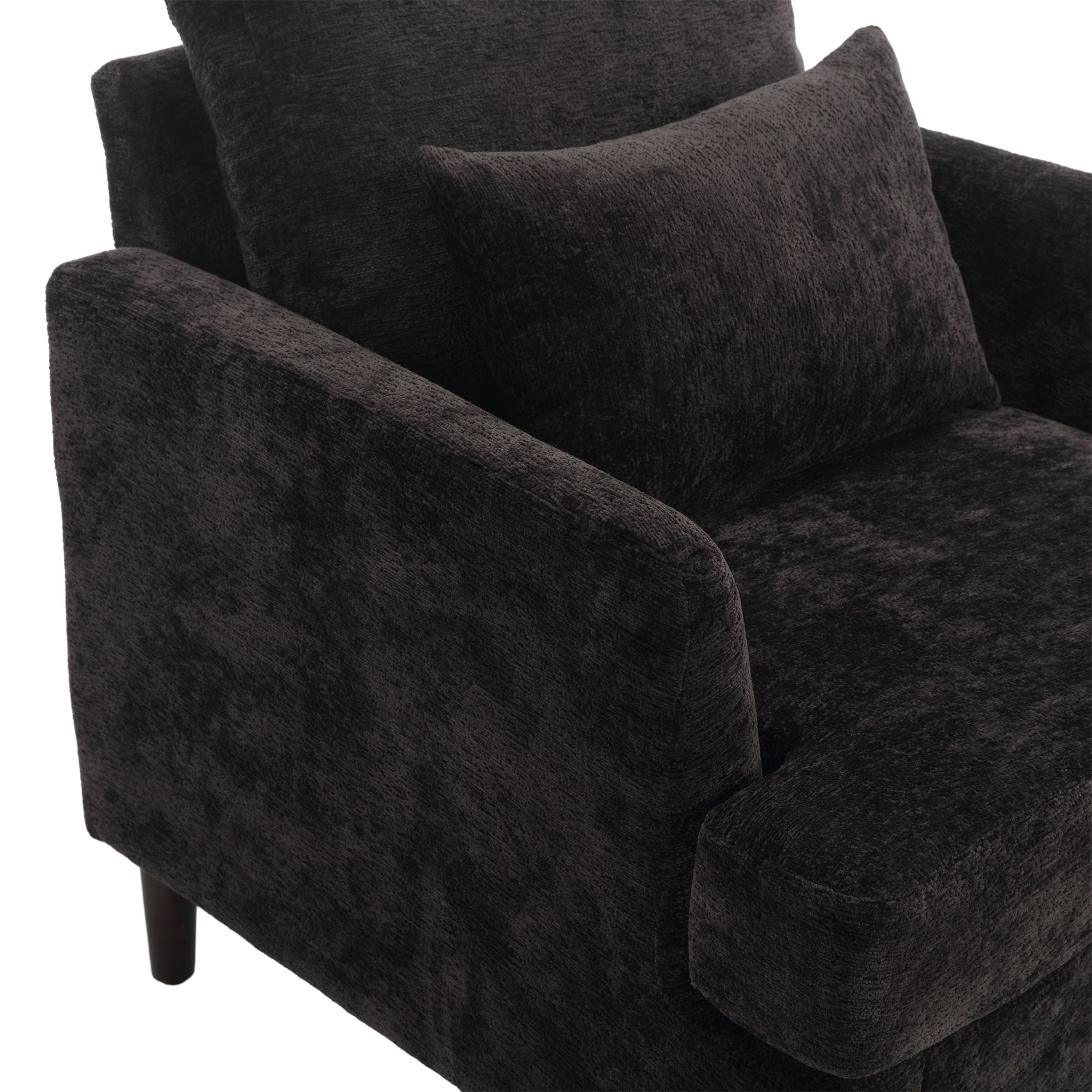 Modern Mid Century Wood Frame Armchair With Tufted Design