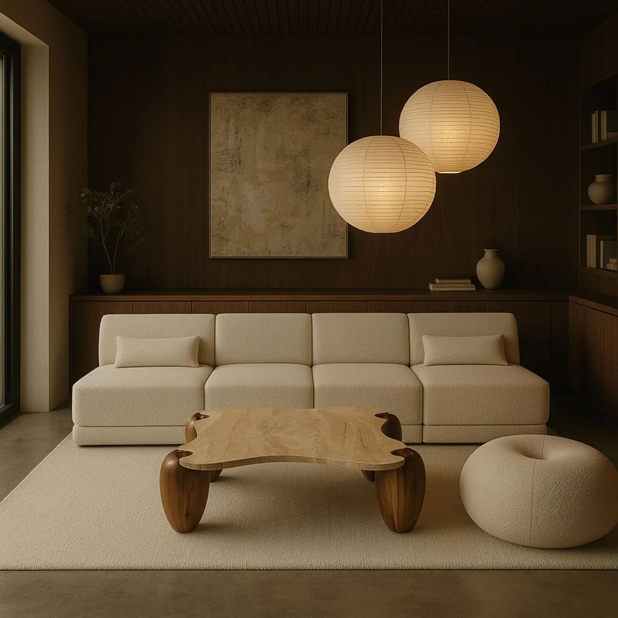Liona - Marble And Acacia Wood Coffee Table